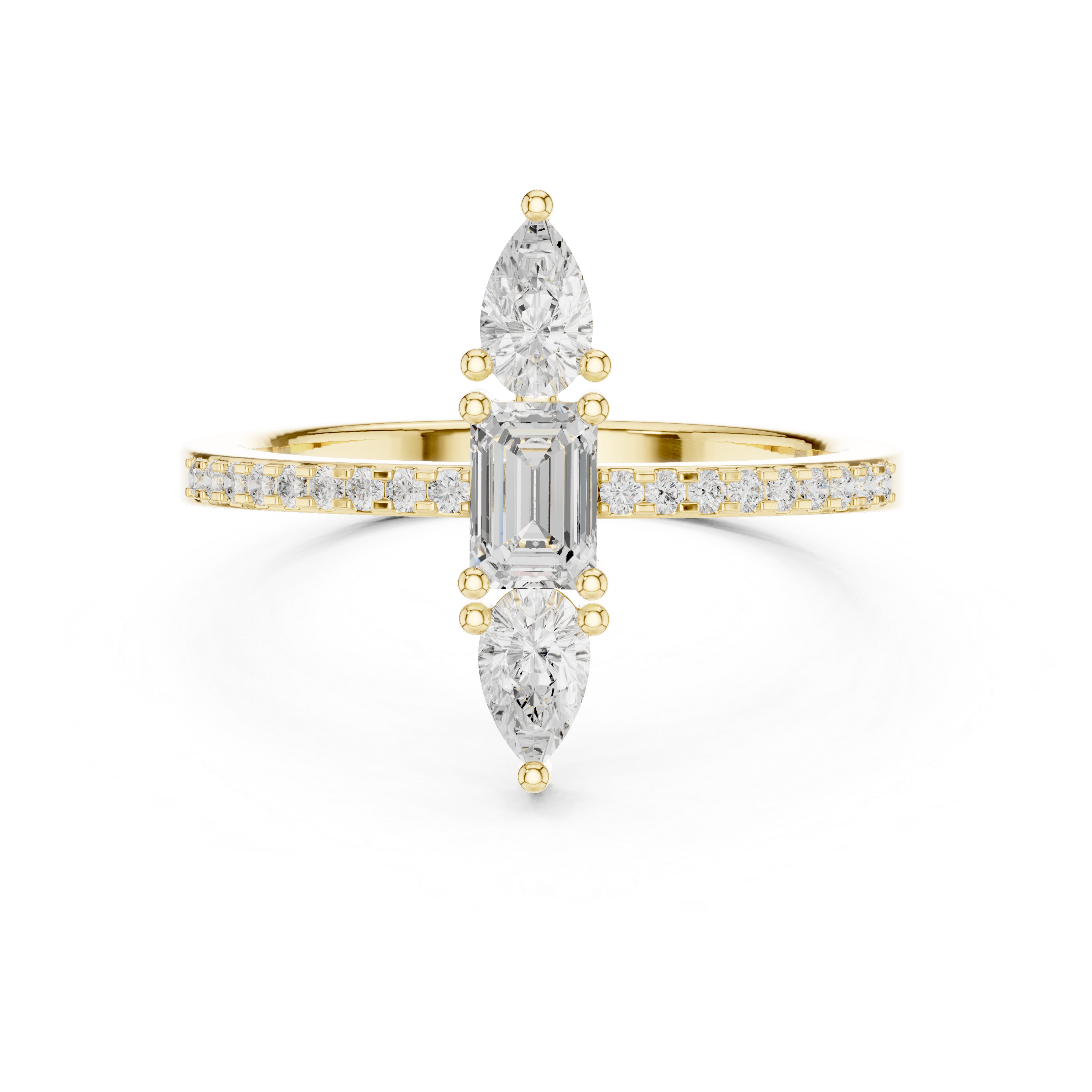 Vertical Three-Stone Engagement Ring