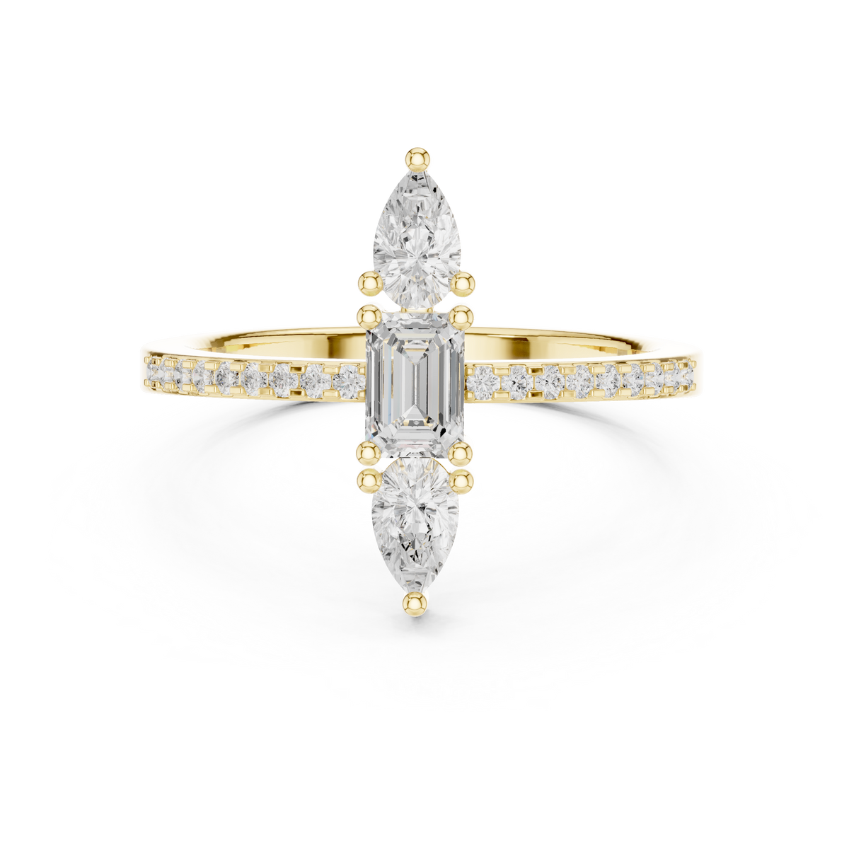 Vertical Three-Stone Engagement Ring