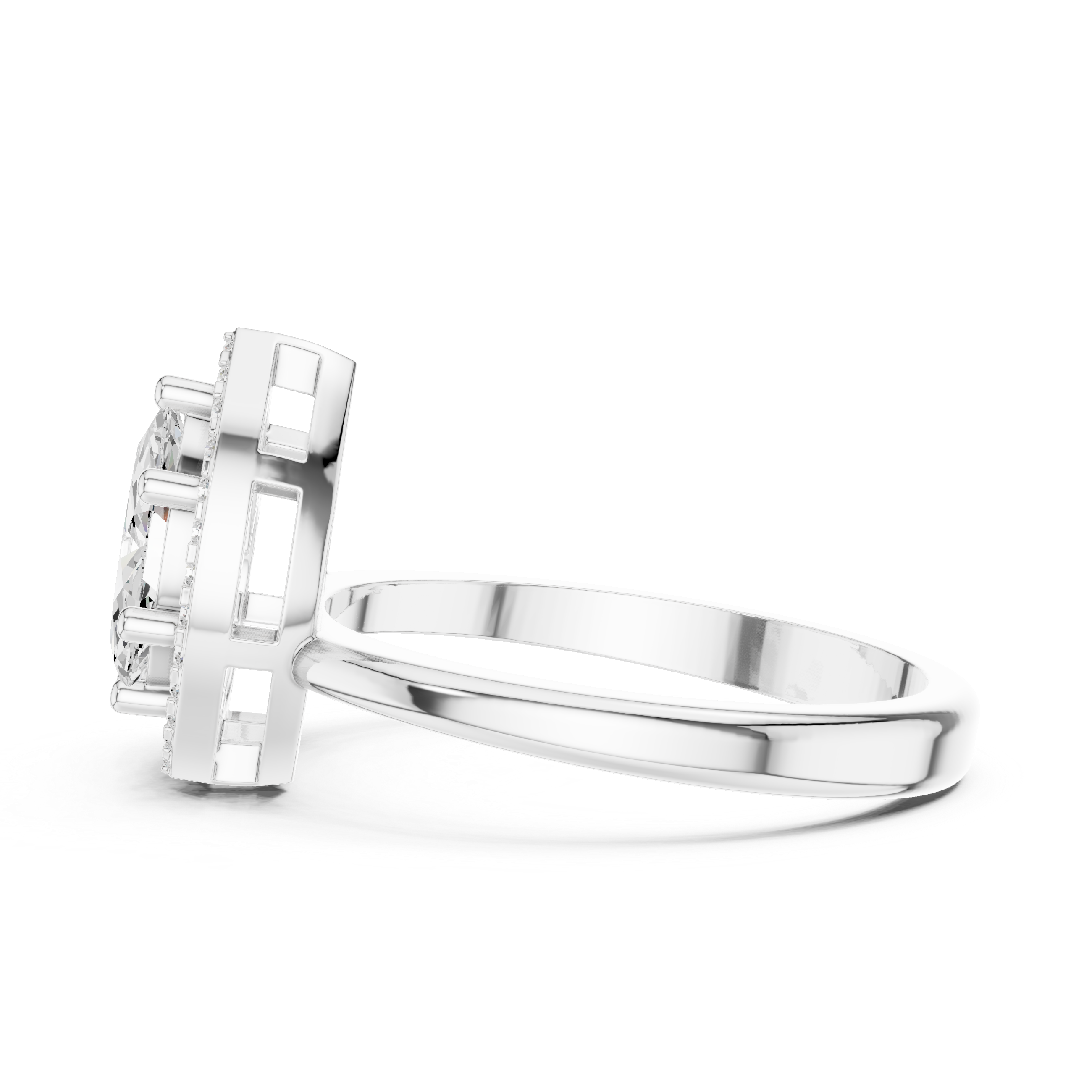 Pear And Marquise Diamond Two-Stone Halo Ring