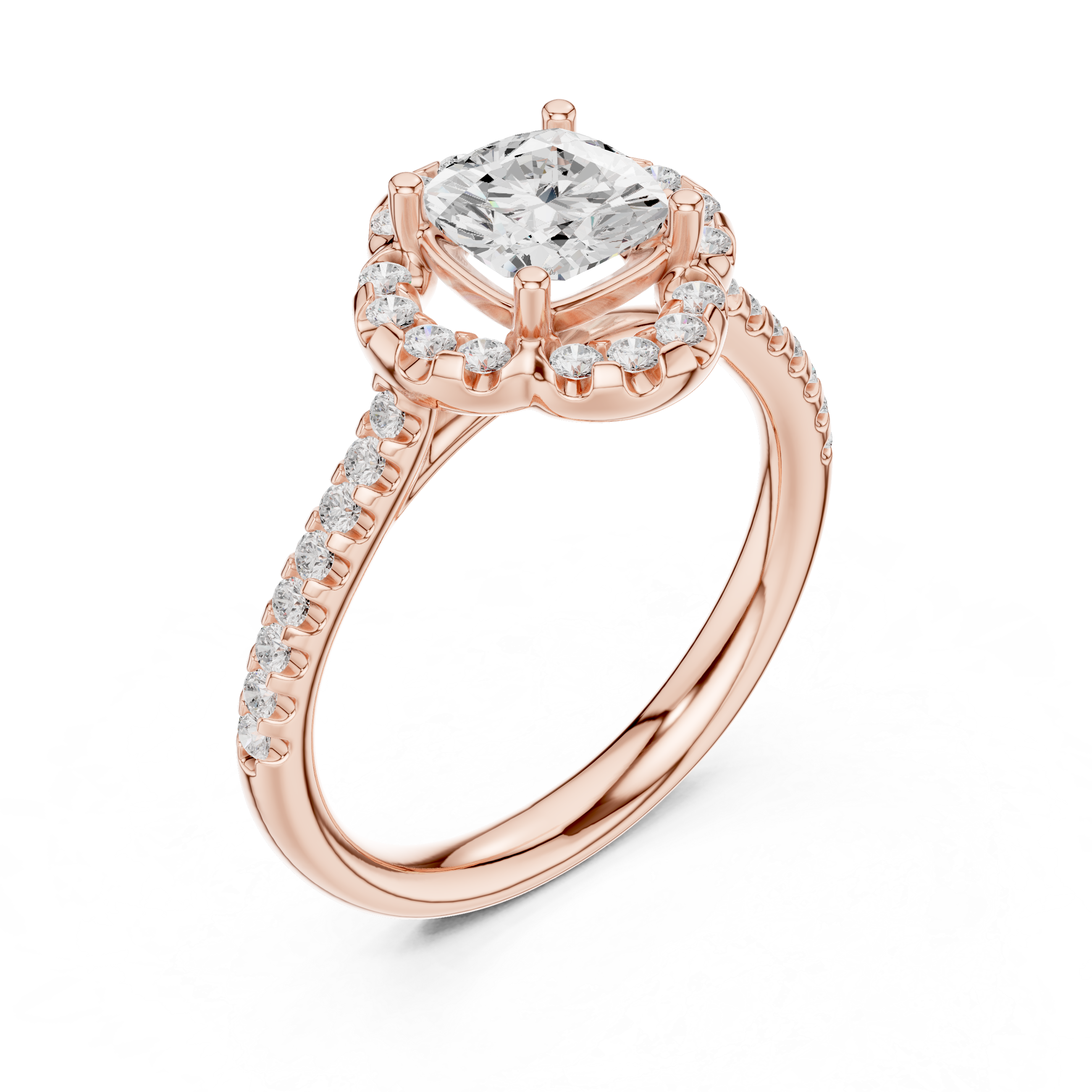 Cushion Lab Grown Diamond Floral Style Halo Ring