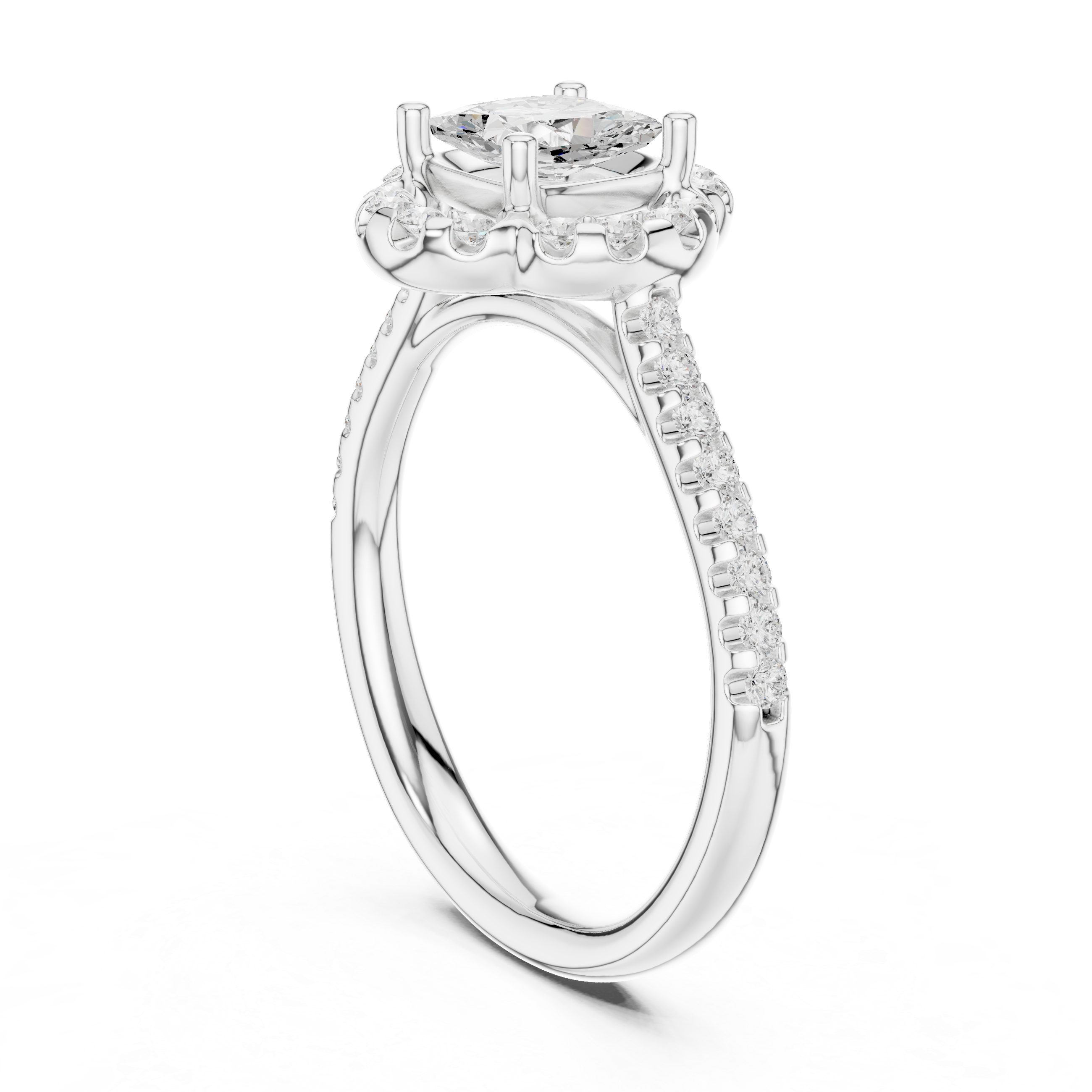 Cushion Lab Grown Diamond Floral Style Halo Ring