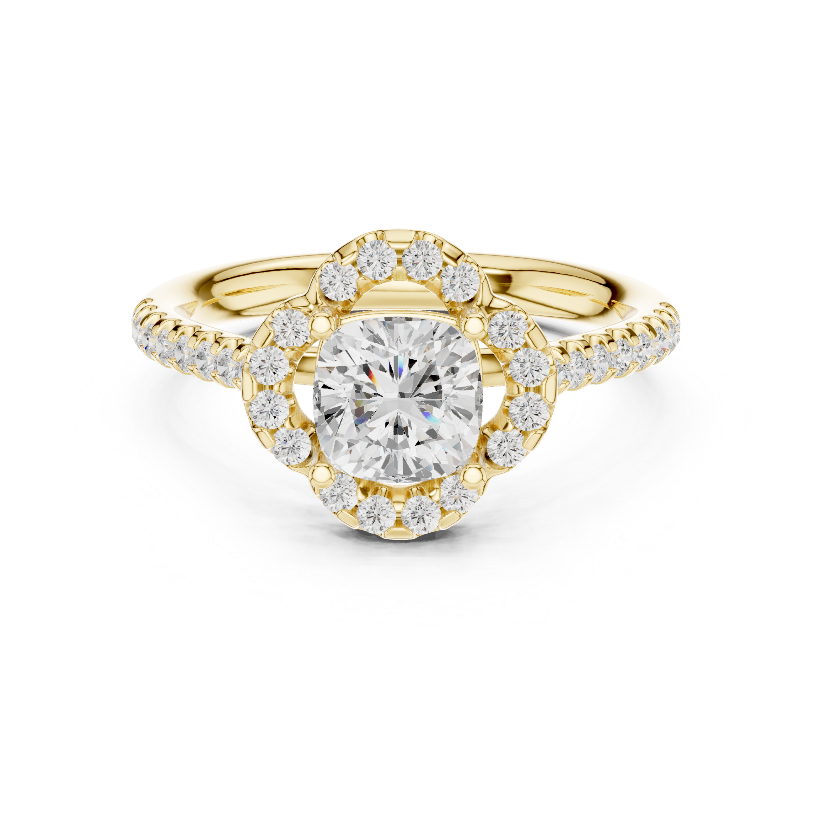 Cushion Lab Grown Diamond Floral Style Halo Ring