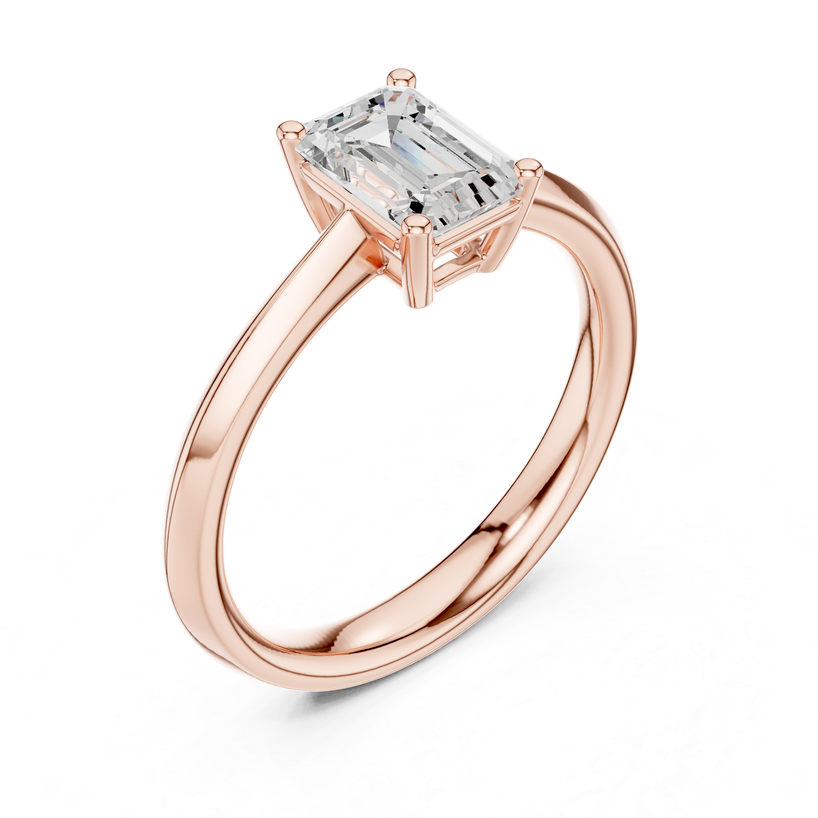 Four-Prong Emerald Diamond Solitaire Ring