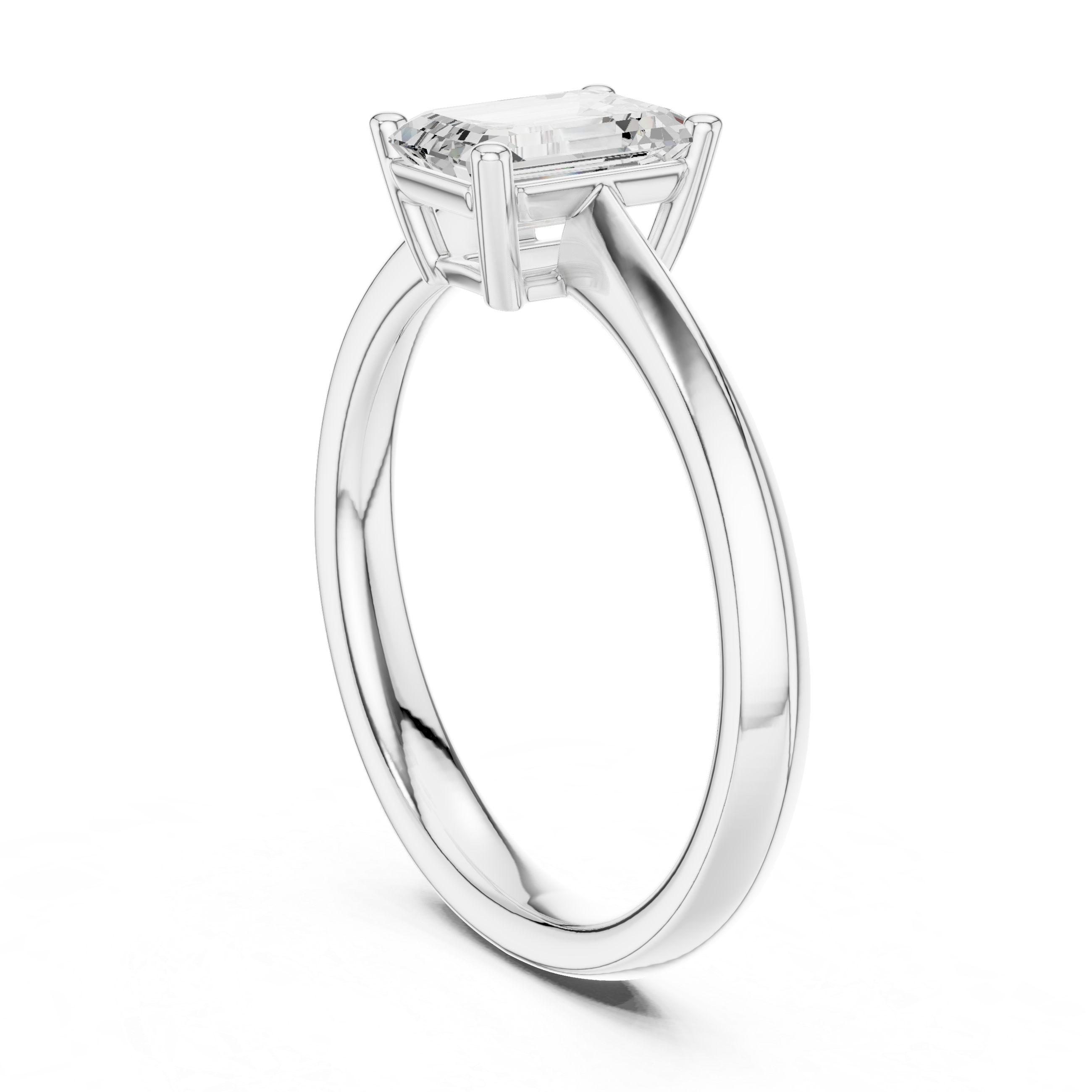 Four-Prong Emerald Diamond Solitaire Ring