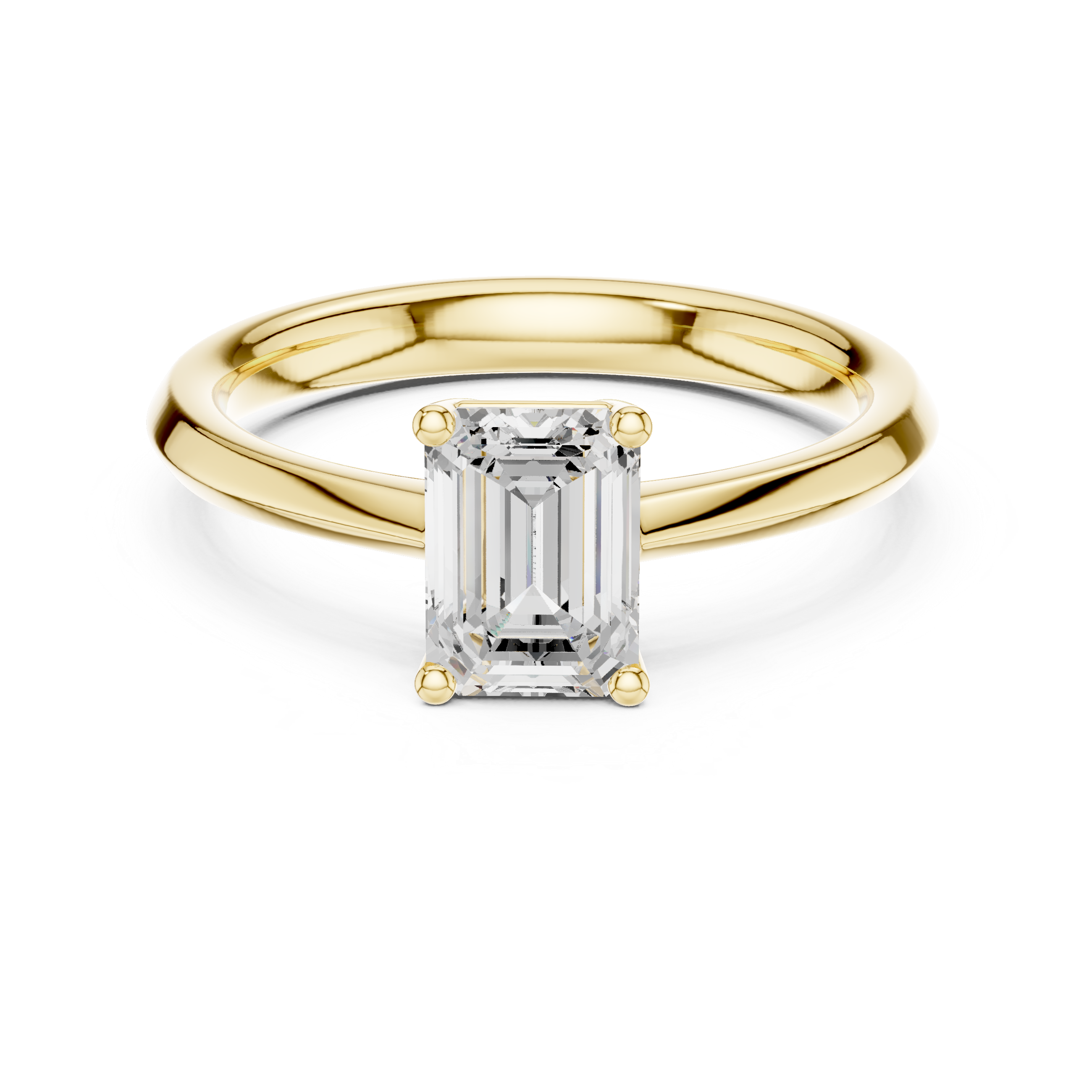 Four-Prong Emerald Diamond Solitaire Ring