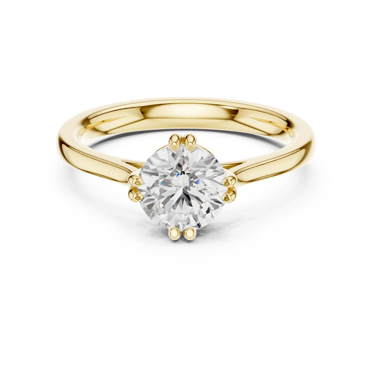 Solitaire Round Diamond Double-Prong Set Ring