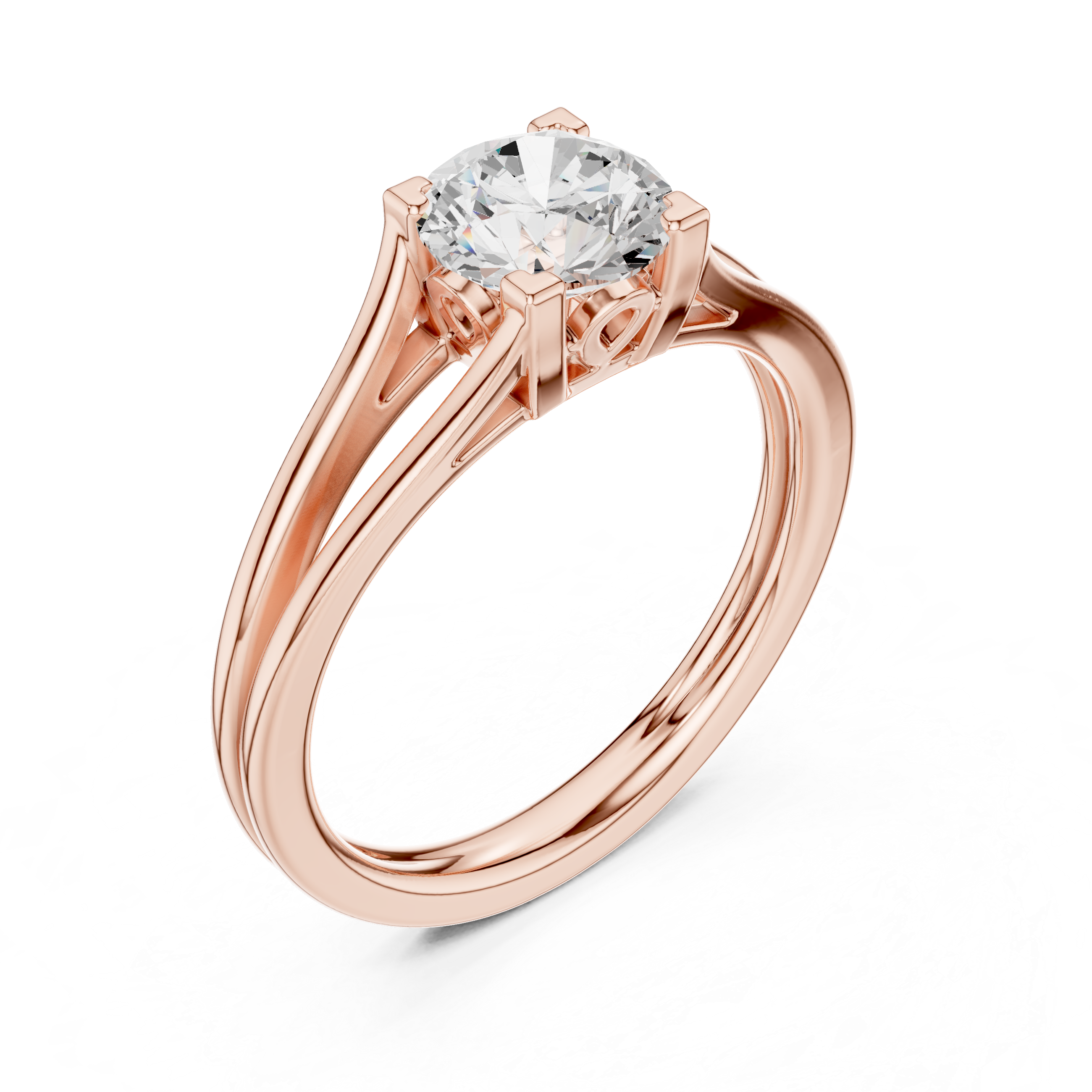 Round Cut Solitaire Diamond Proposal Ring With Split Shank