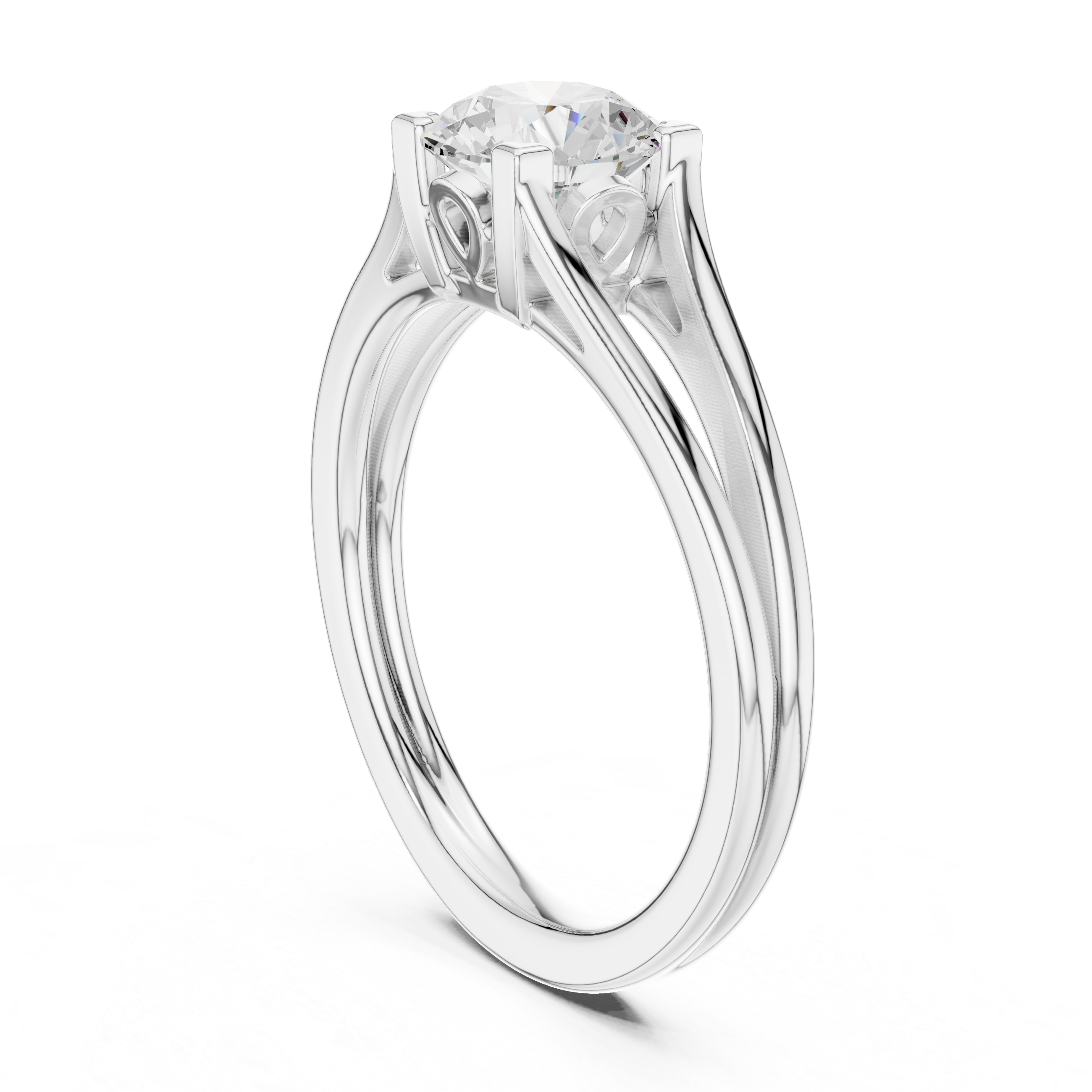 Round Cut Solitaire Diamond Proposal Ring With Split Shank