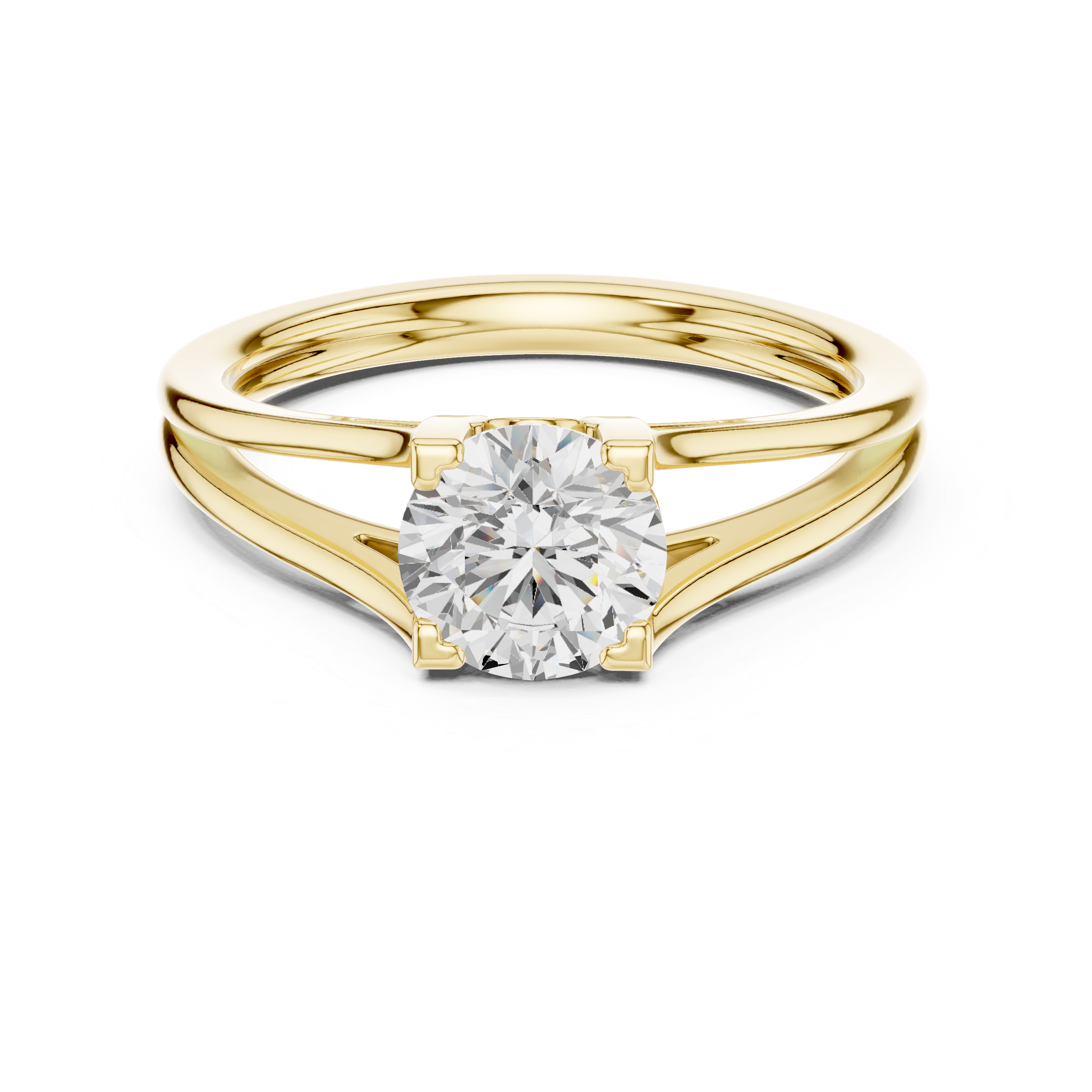 Round Cut Solitaire Diamond Proposal Ring With Split Shank