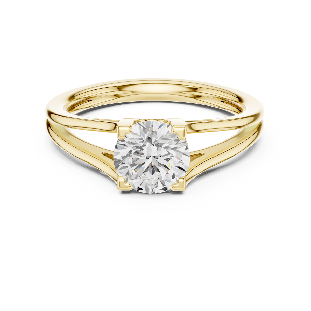 Round Cut Solitaire Diamond Proposal Ring With Split Shank