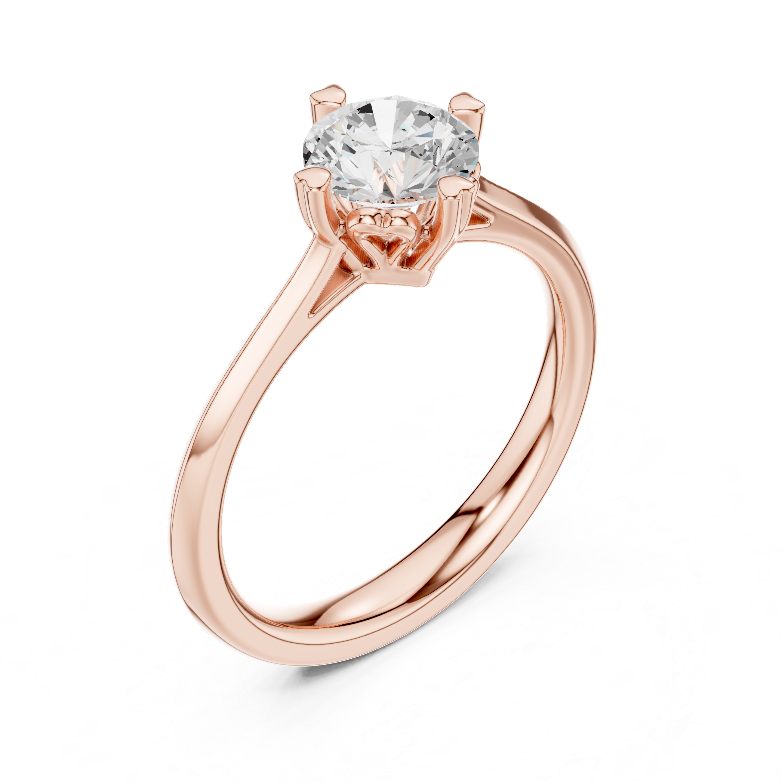 Heart-Prong Round Diamond Solitaire Ring