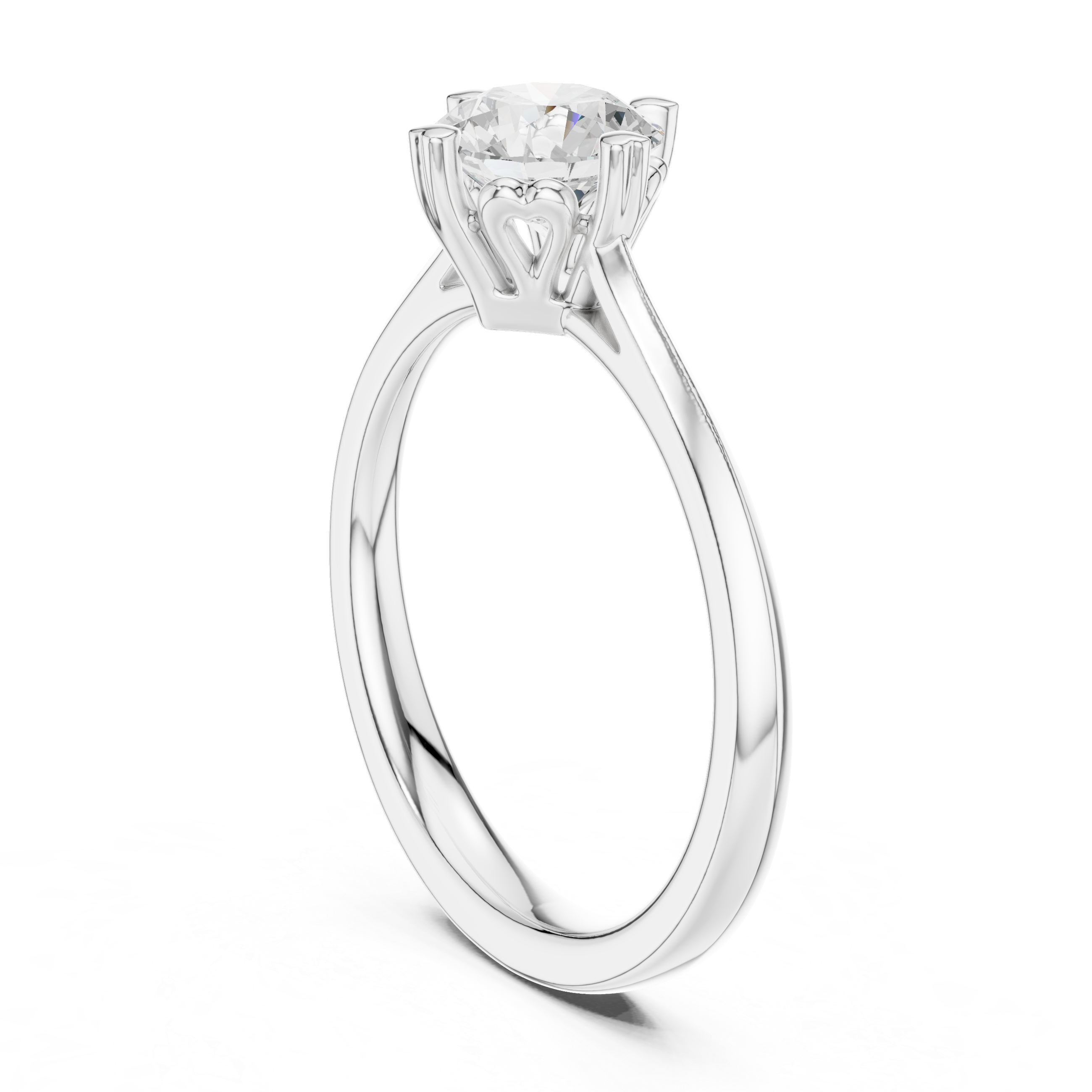 Heart-Prong Round Diamond Solitaire Ring