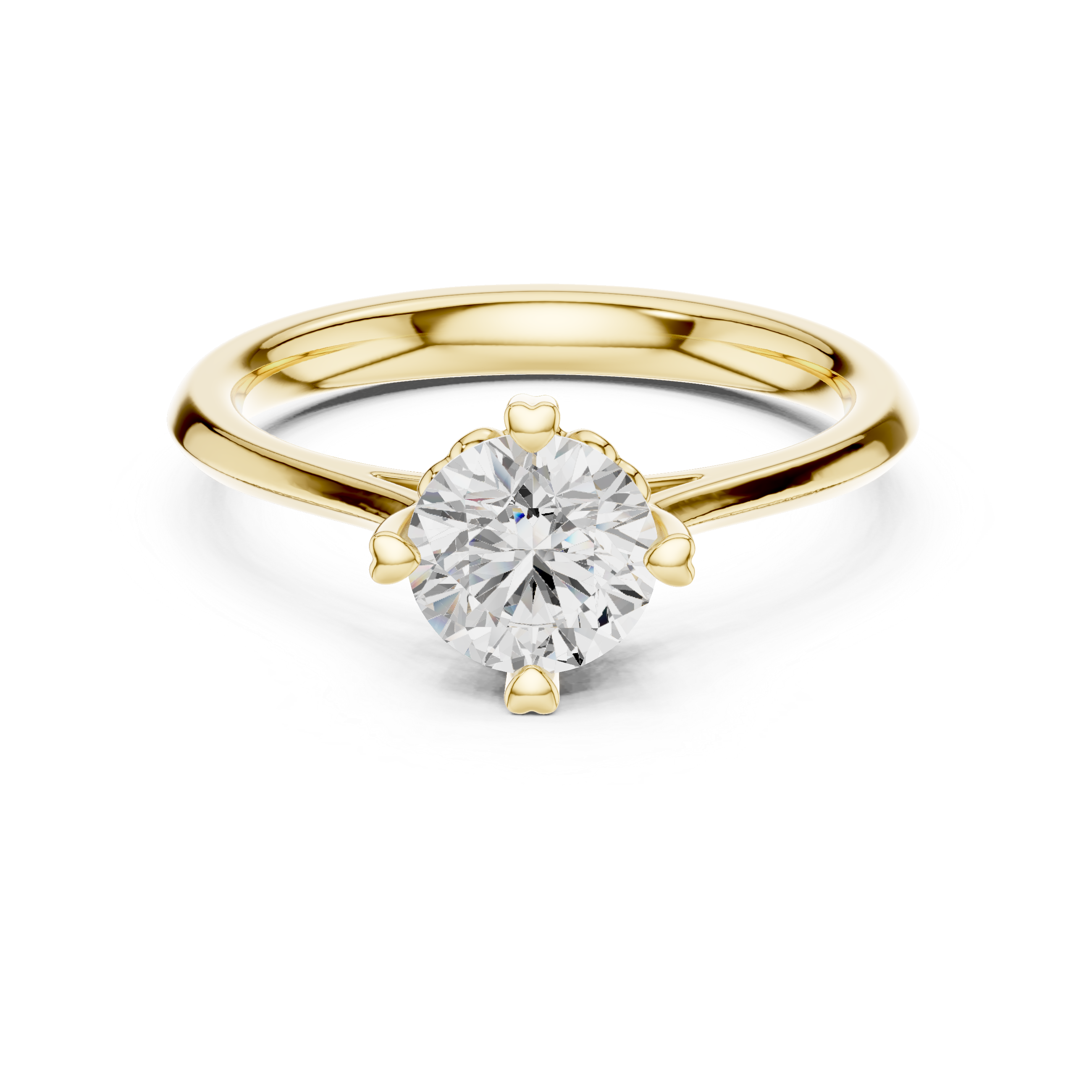 Heart-Prong Round Diamond Solitaire Ring