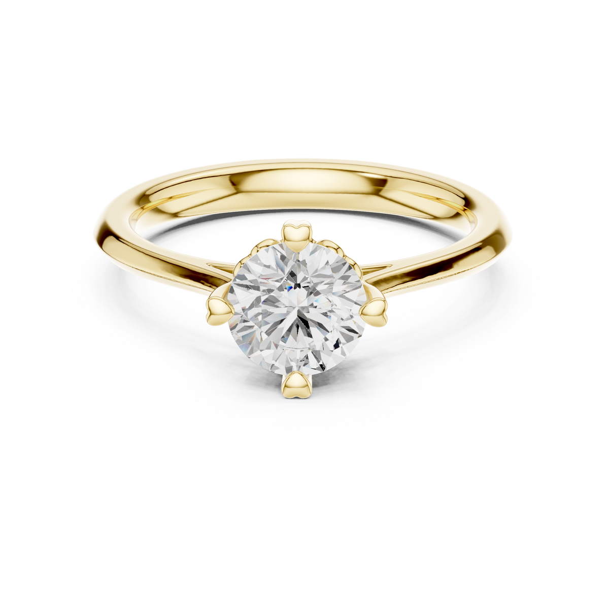 Heart-Prong Round Diamond Solitaire Ring