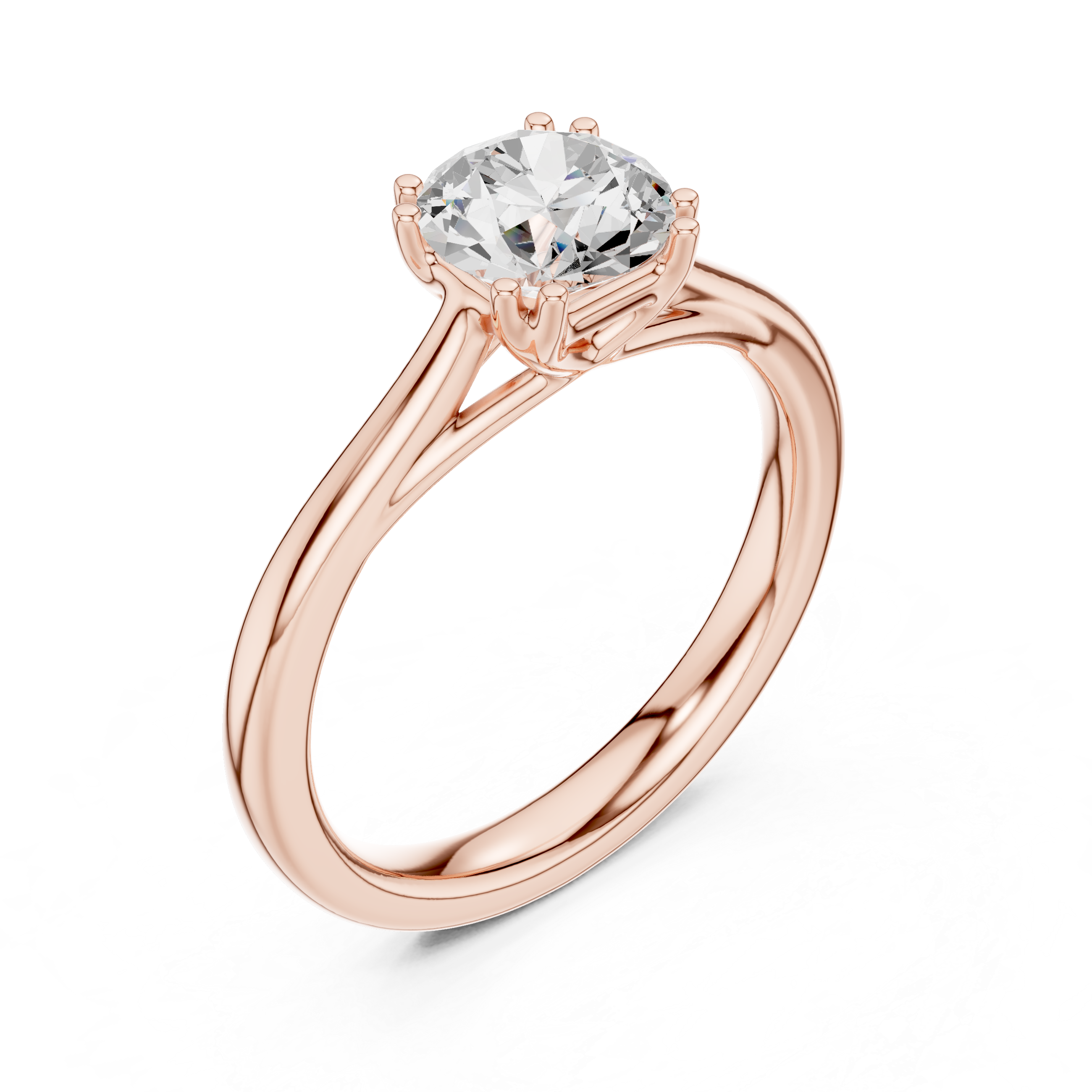 Round Diamond Double Prong Cathedral Shank Ring