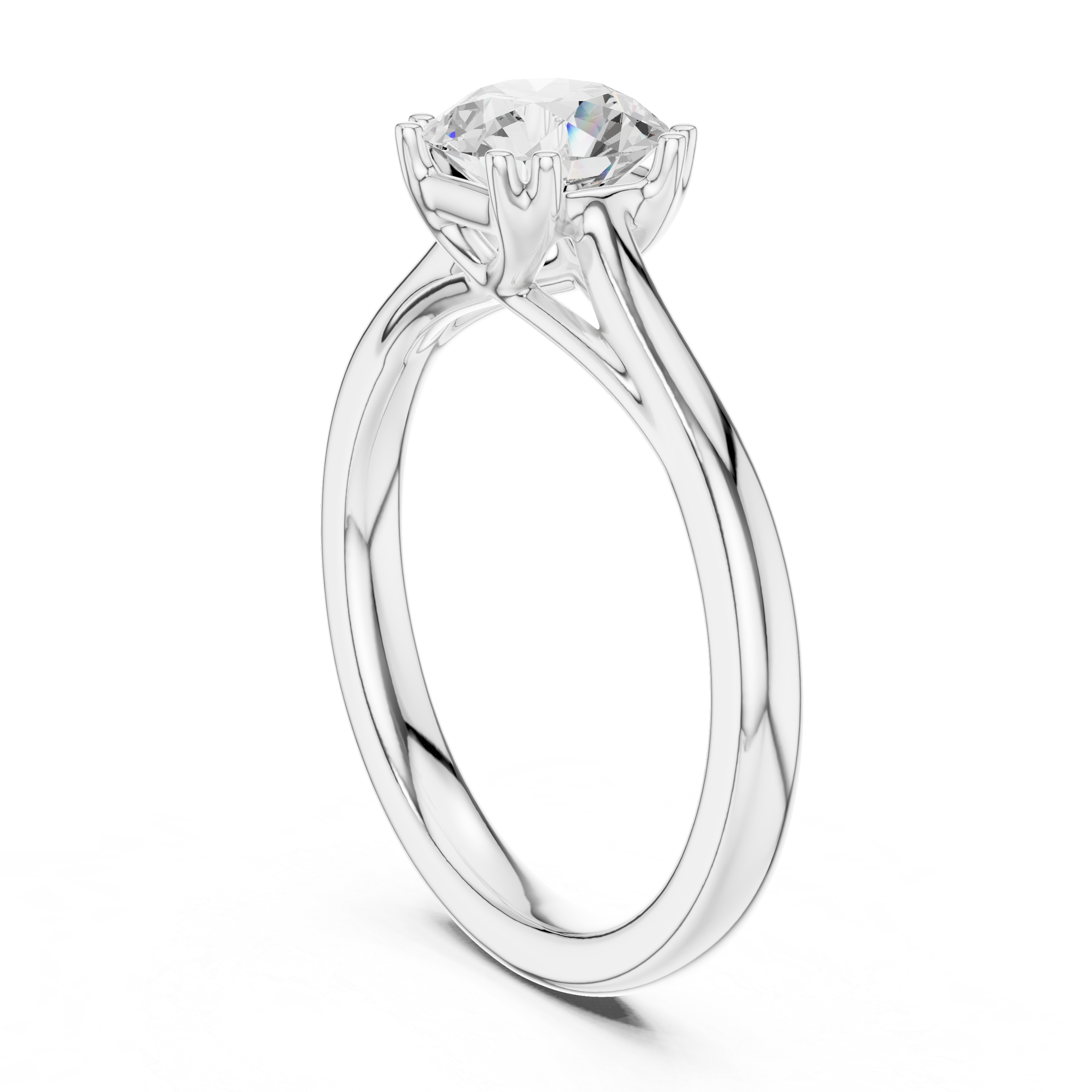 Round Diamond Double Prong Cathedral Shank Ring