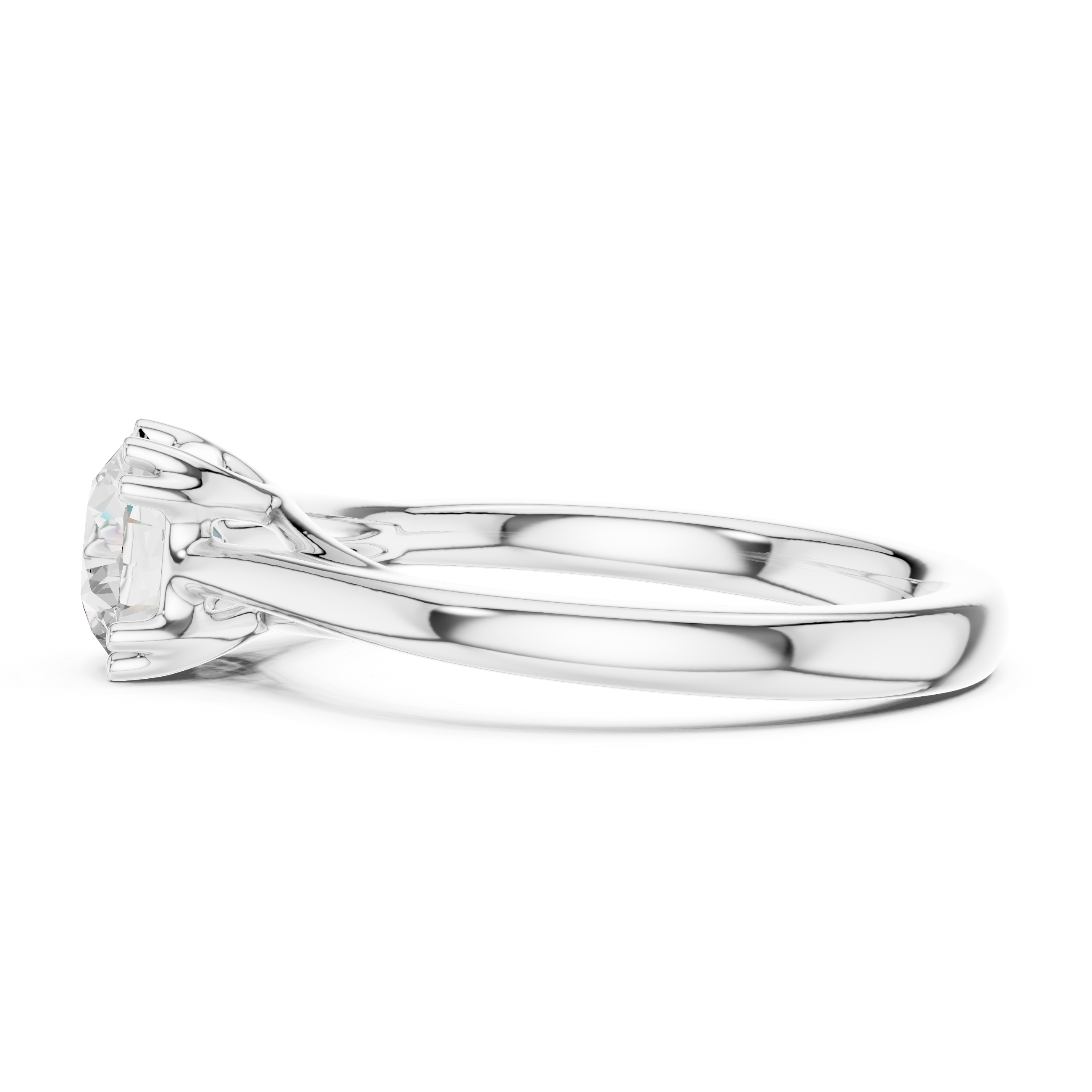 Round Diamond Double Prong Cathedral Shank Ring