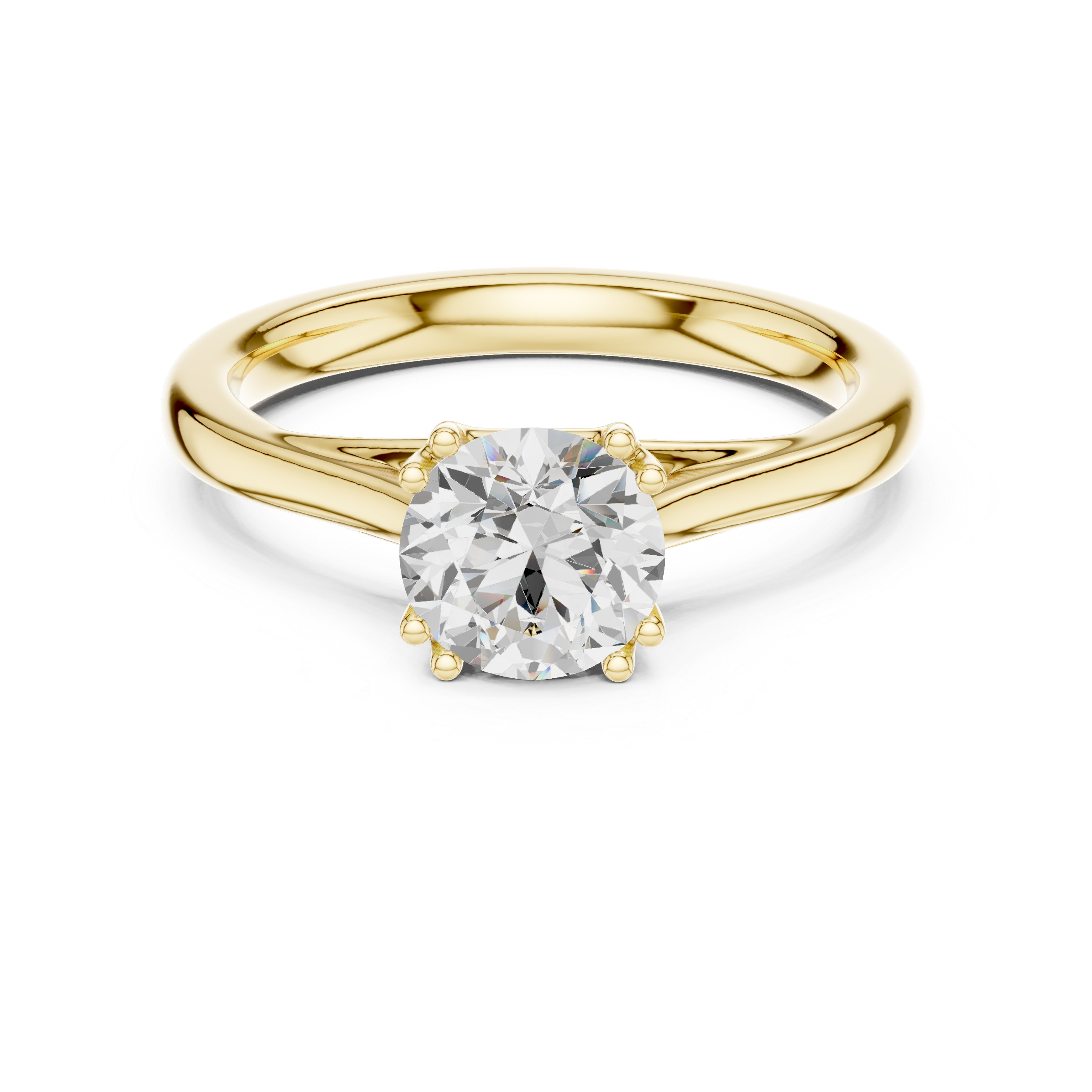 Round Diamond Double Prong Cathedral Shank Ring