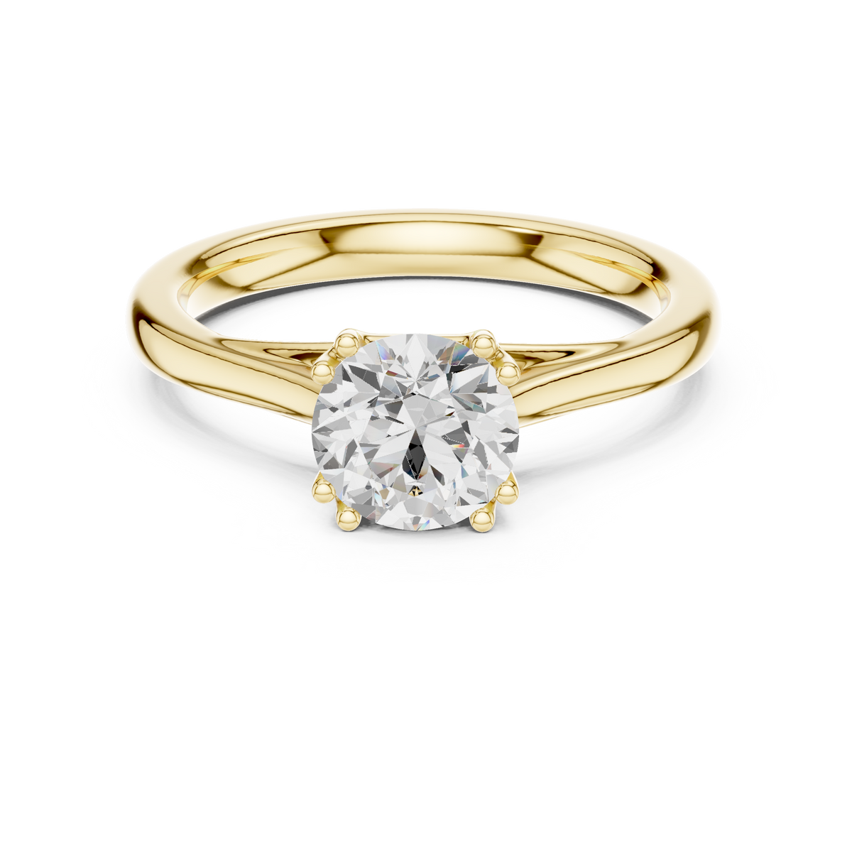 Round Diamond Double Prong Cathedral Shank Ring