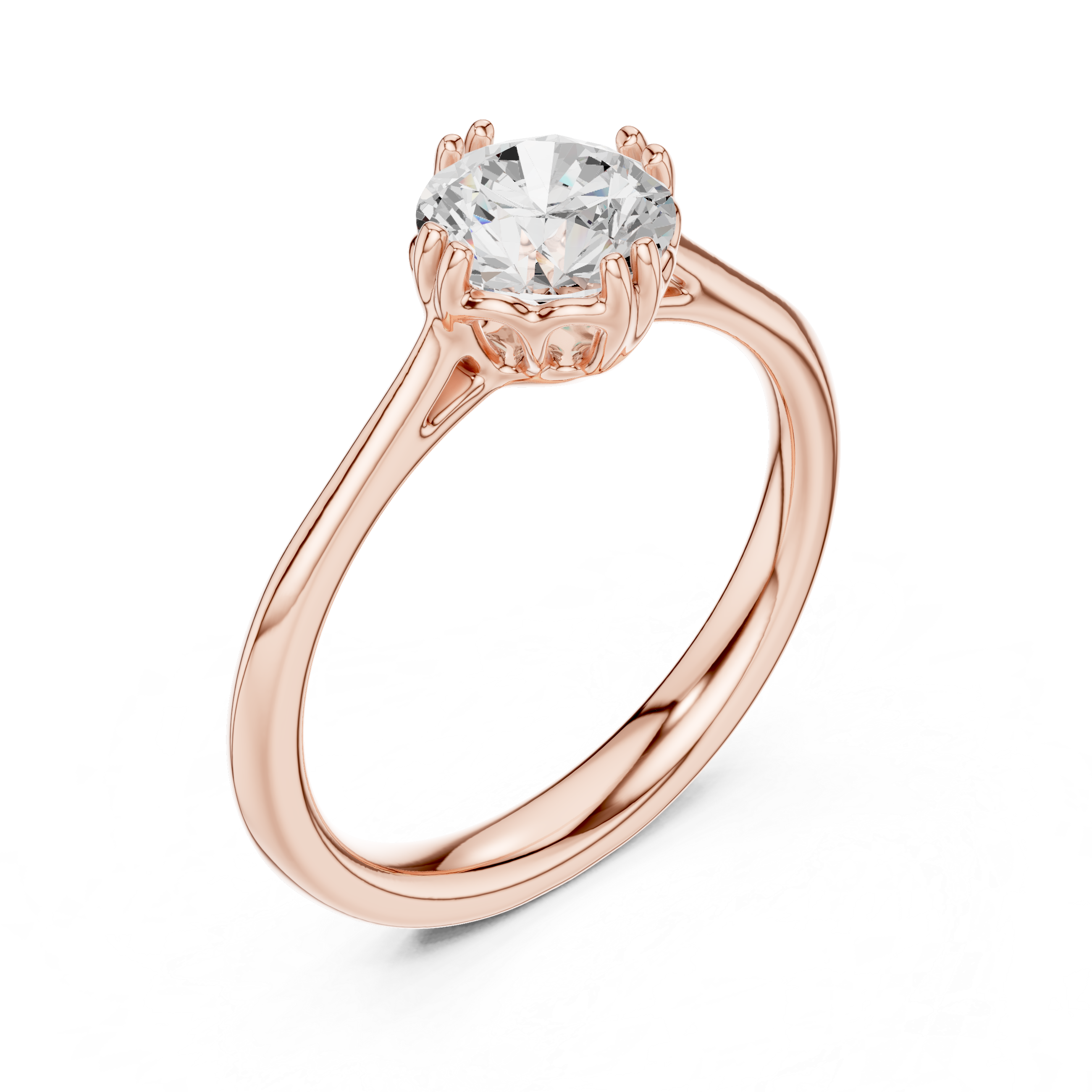 Filigree Basket Round Diamond Solitaire Ring