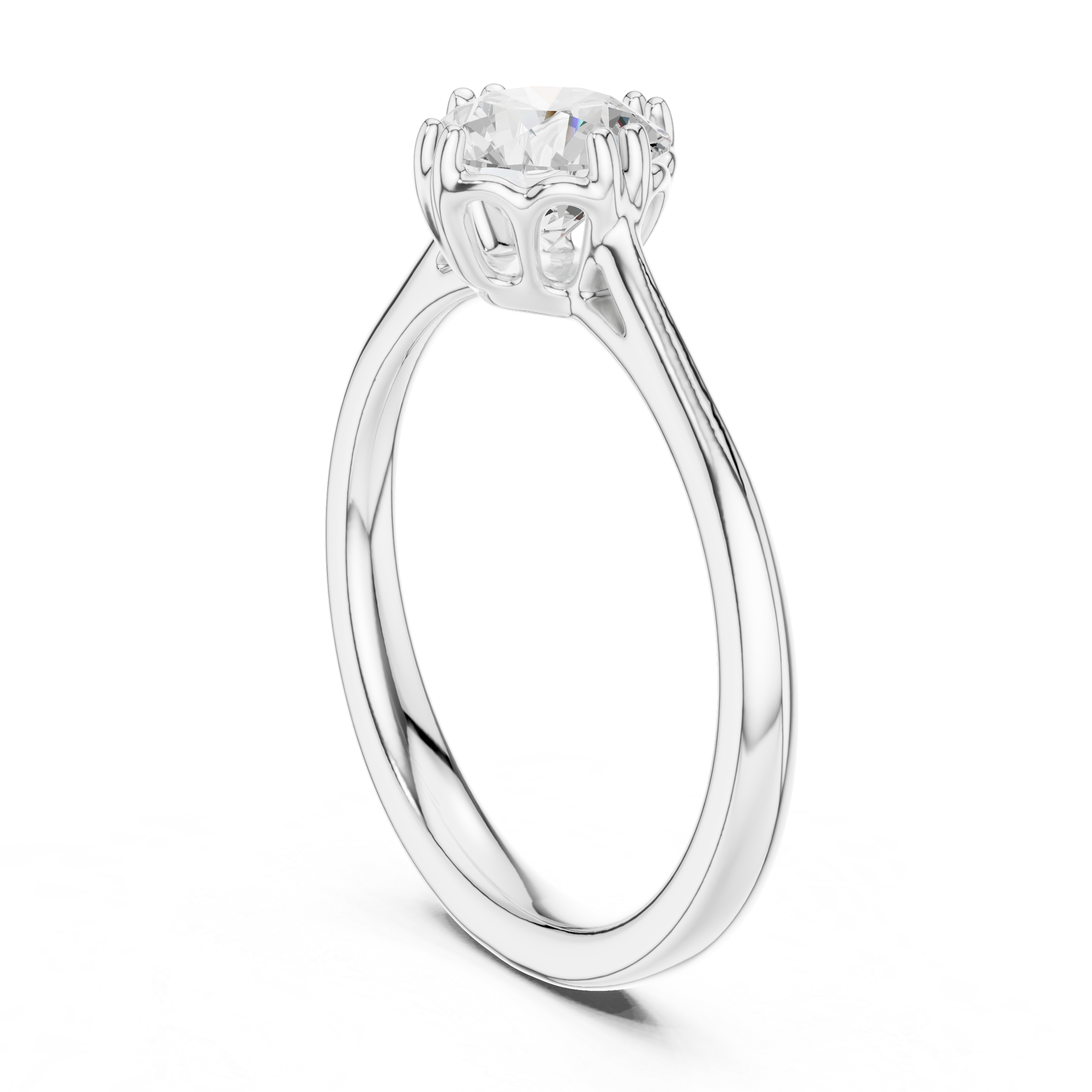 Filigree Basket Round Diamond Solitaire Ring