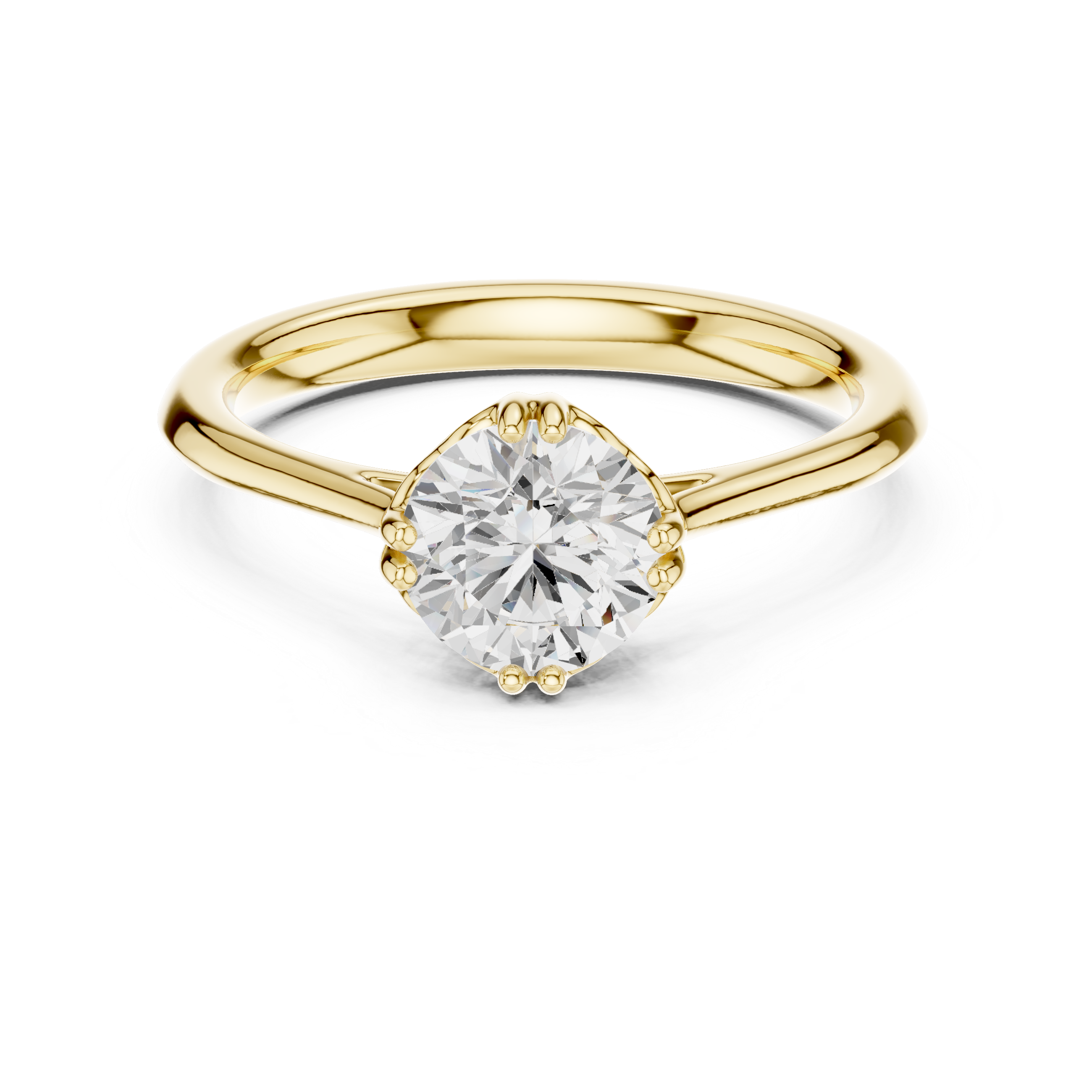 Filigree Basket Round Diamond Solitaire Ring