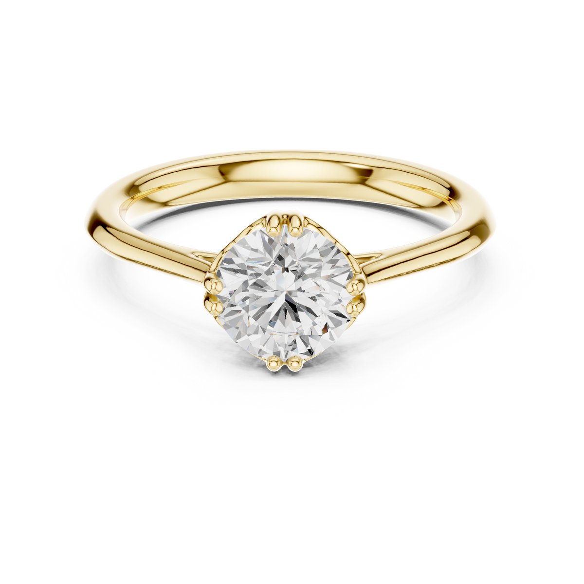 Filigree Basket Round Diamond Solitaire Ring