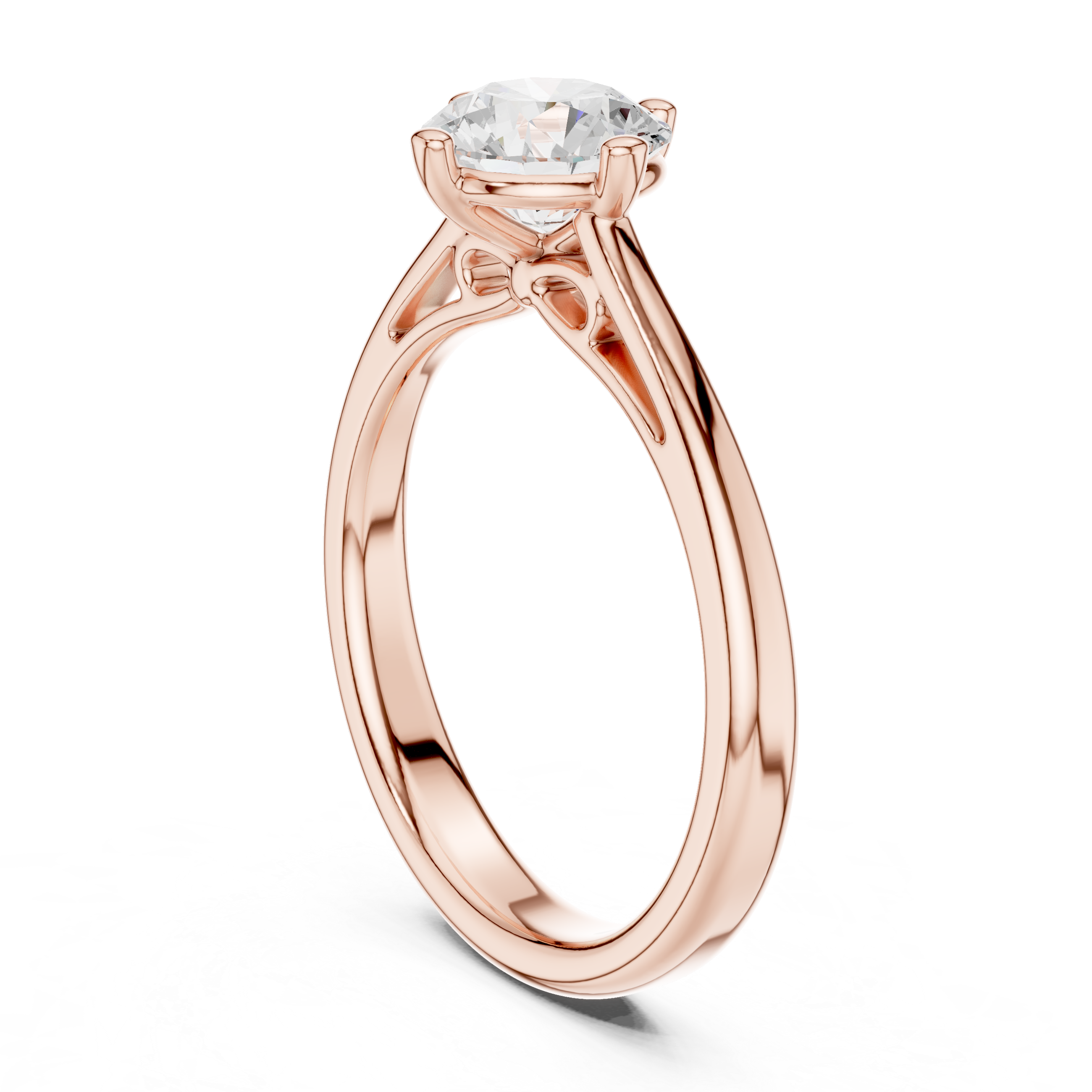 Round Brilliant Lab Diamond Scroll Gallery Promise Ring