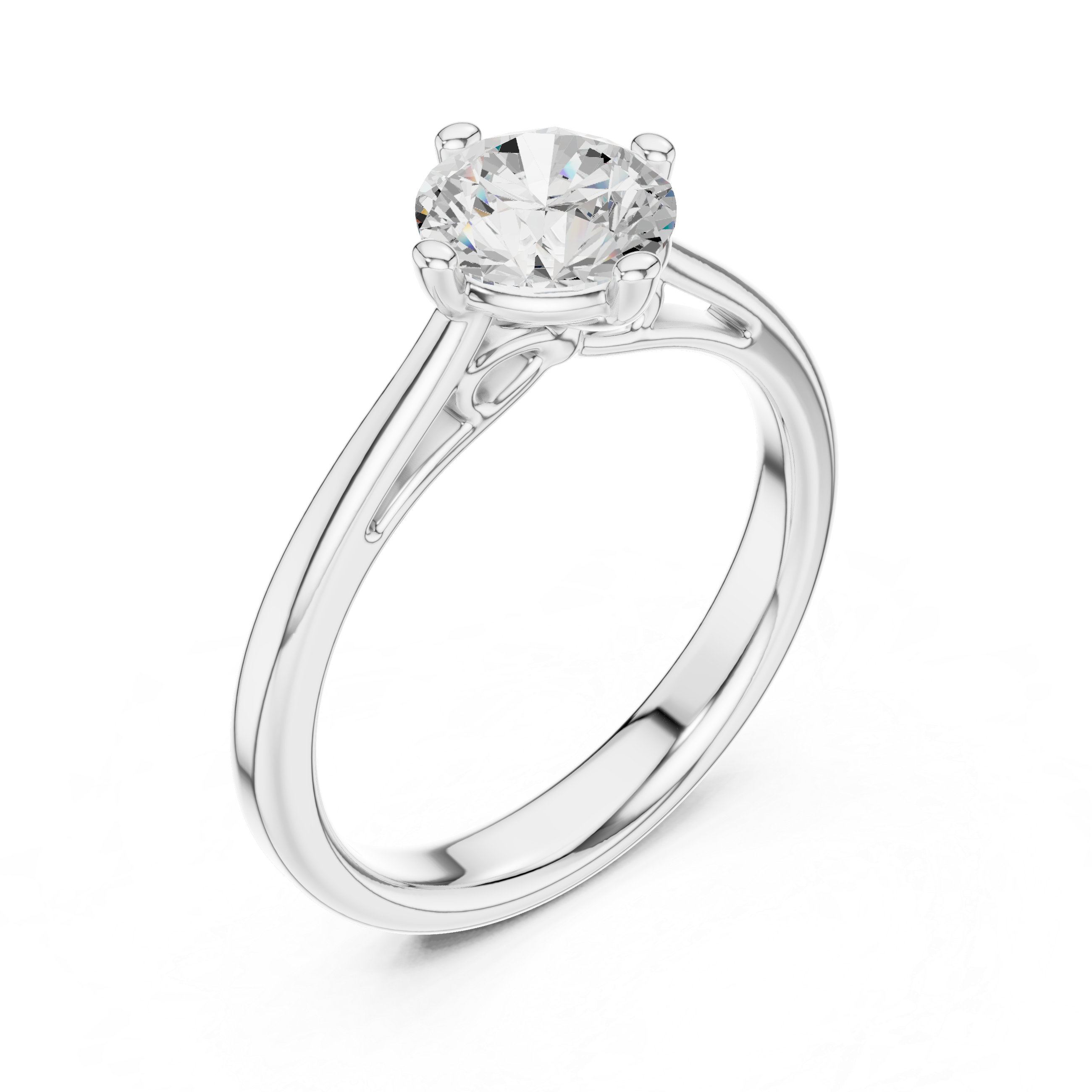 Round Brilliant Lab Diamond Scroll Gallery Promise Ring