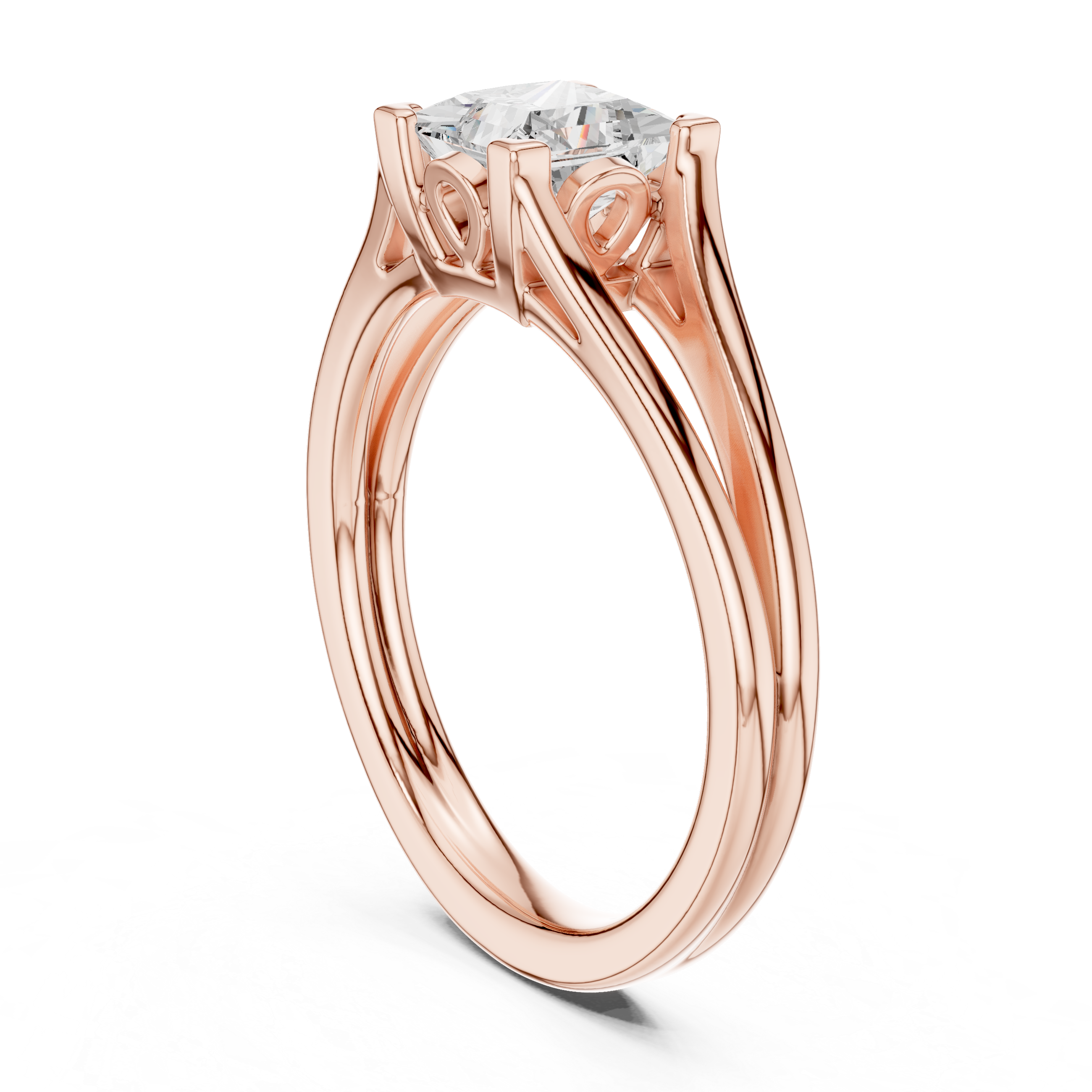 Princess Cut Solitaire Diamond Proposal Ring With Split Shank