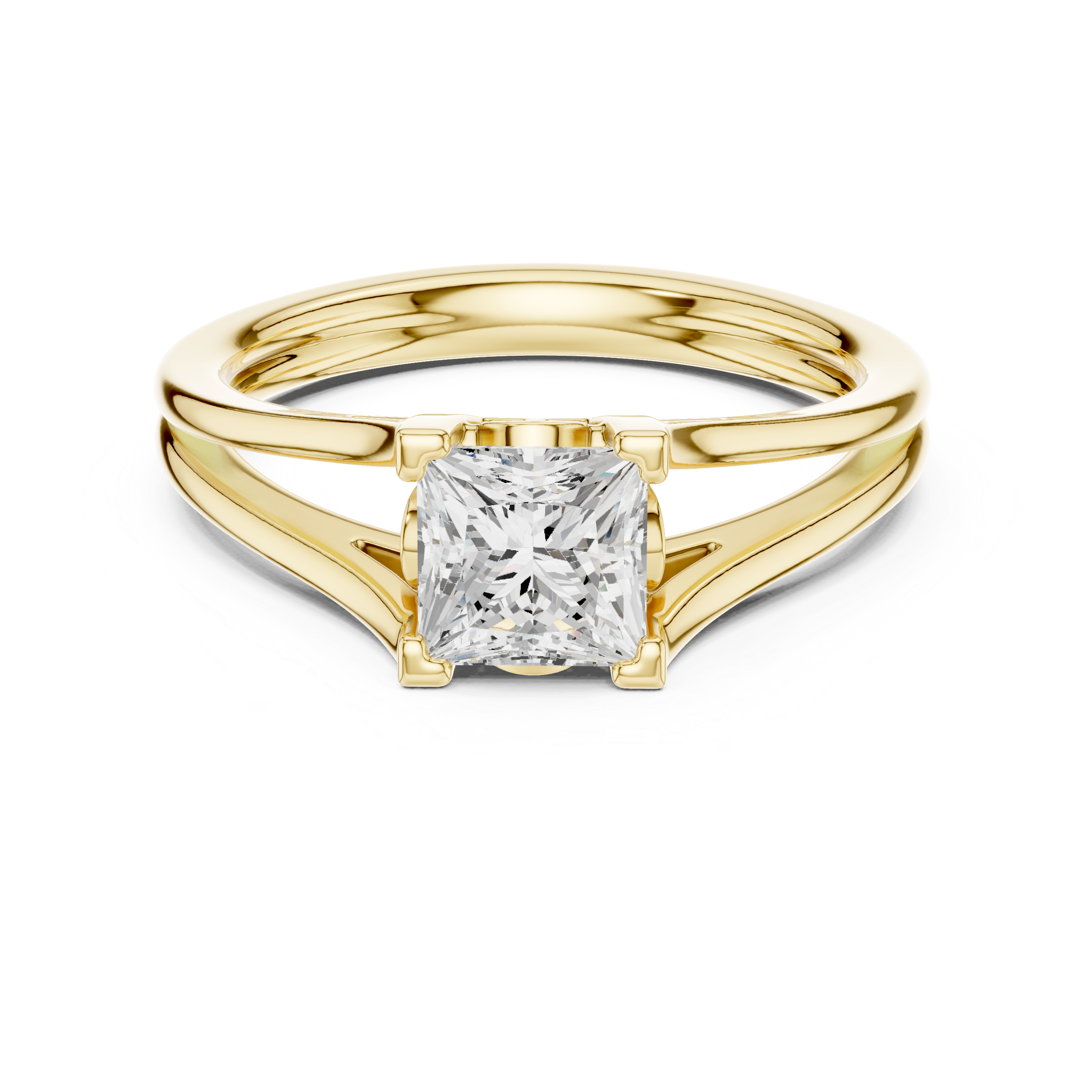Princess Cut Solitaire Diamond Proposal Ring With Split Shank