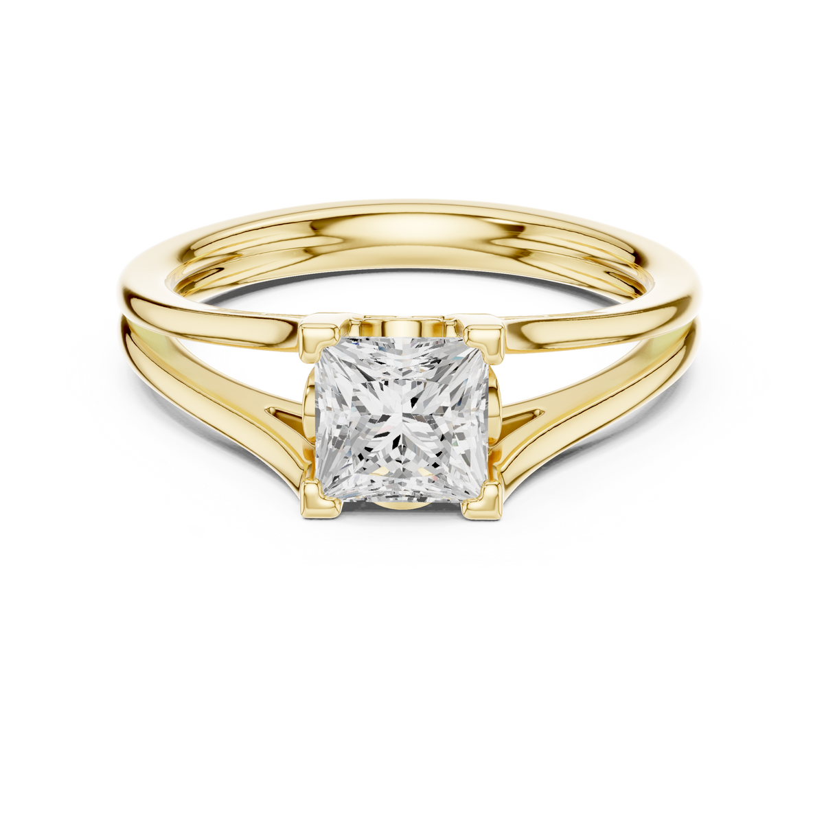 Princess Cut Solitaire Diamond Proposal Ring With Split Shank