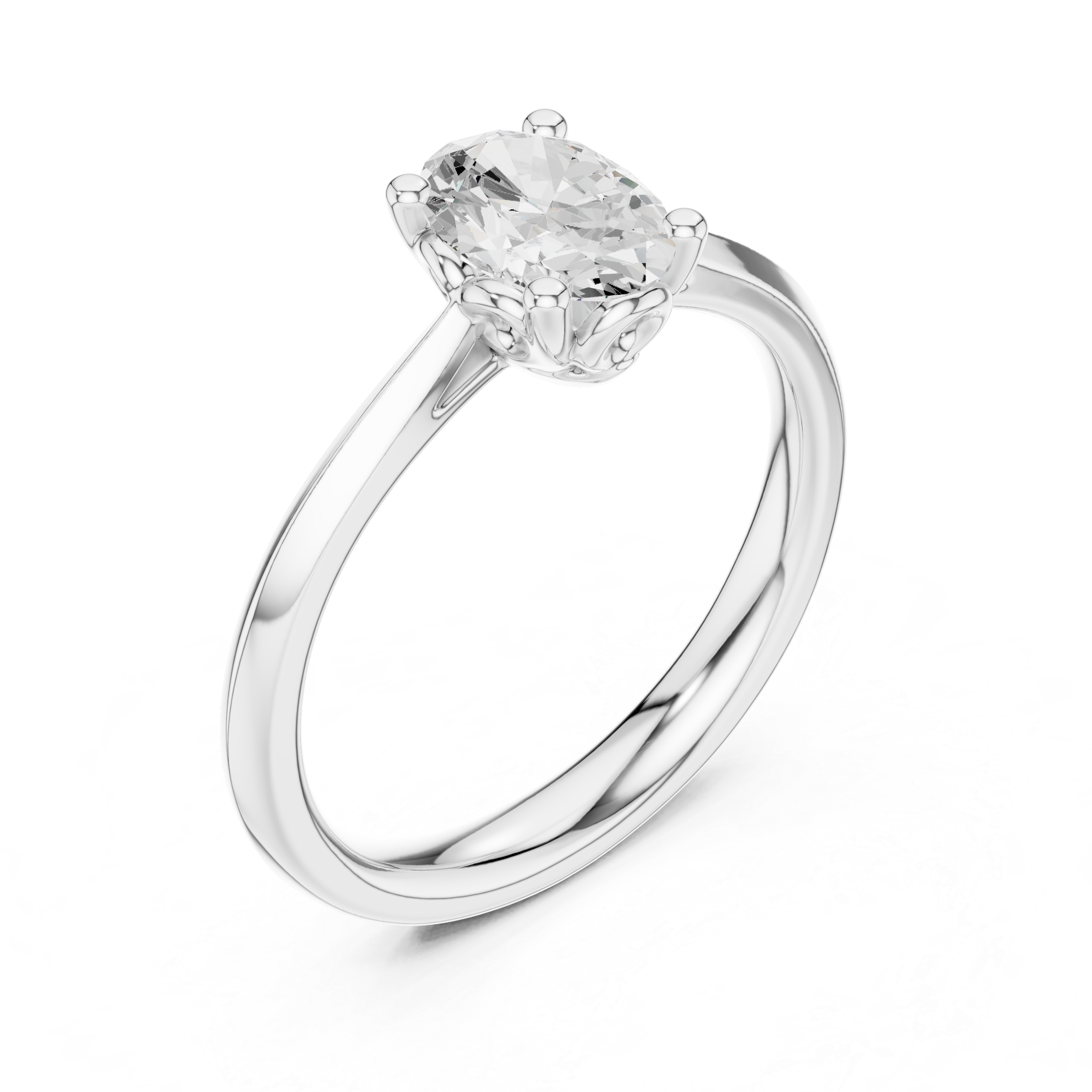 Oval Solitaire Lab Created Diamond Wedding Ring