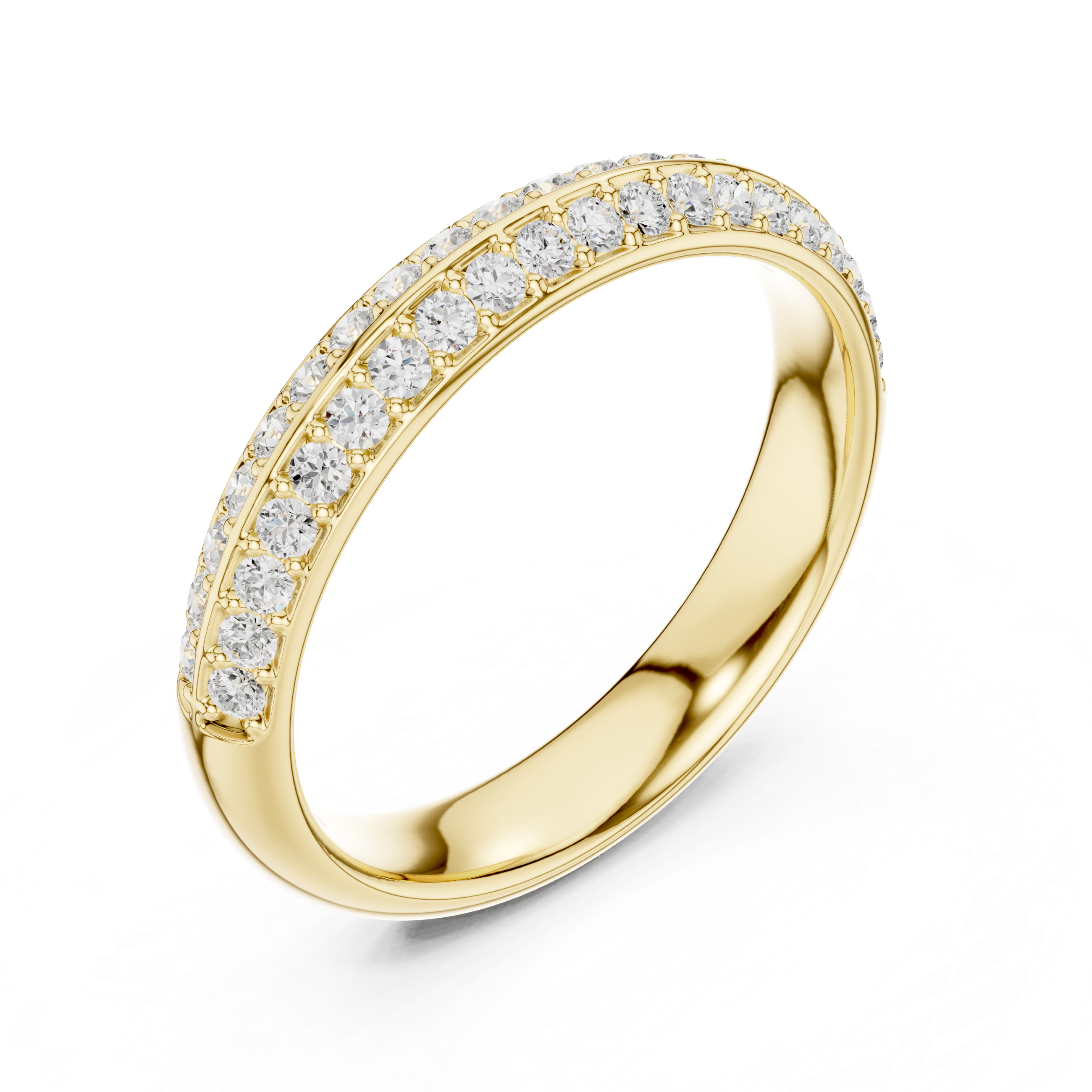 Double Row Pave Diamond Half Eternity Wedding Band