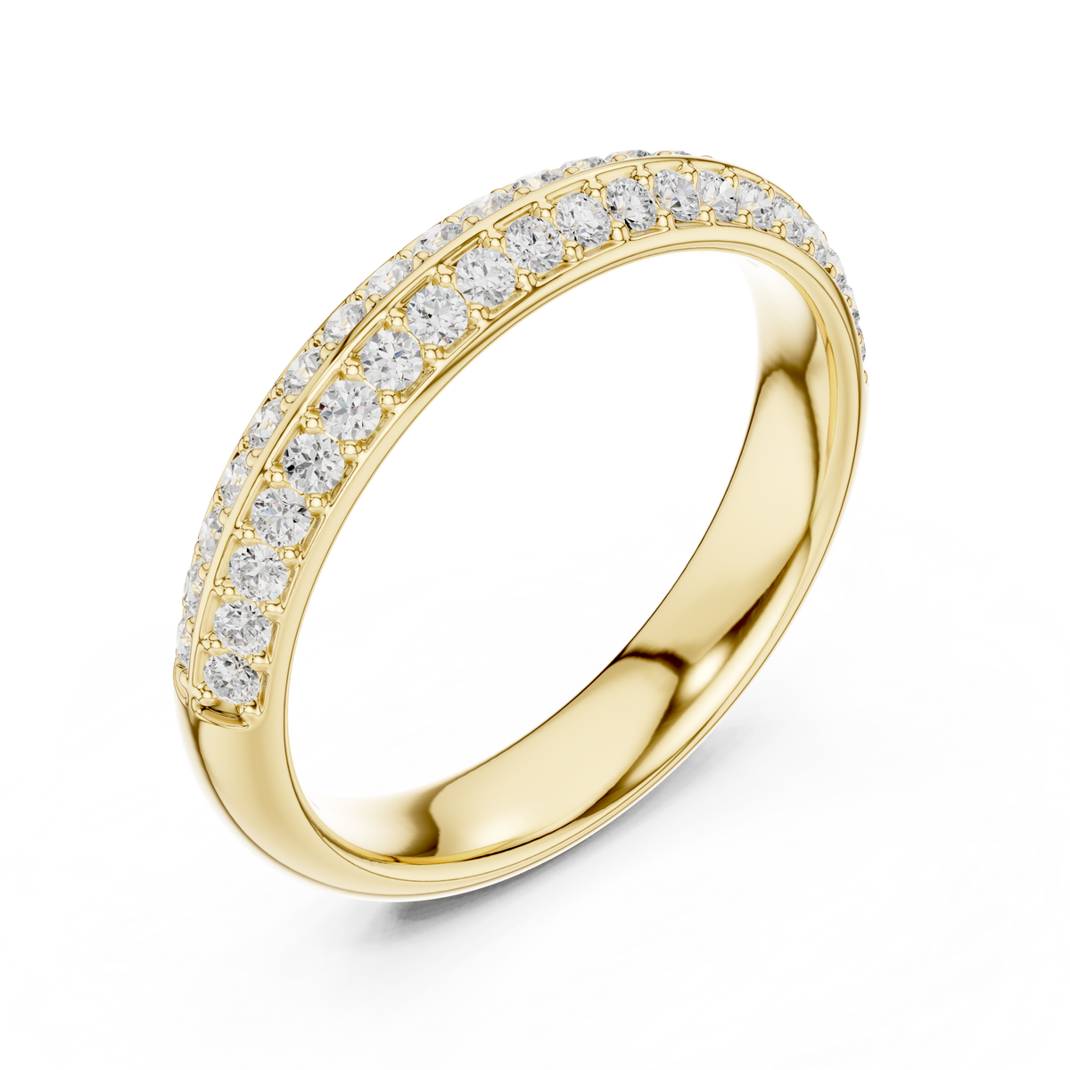 Double Row Pave Diamond Half Eternity Wedding Band
