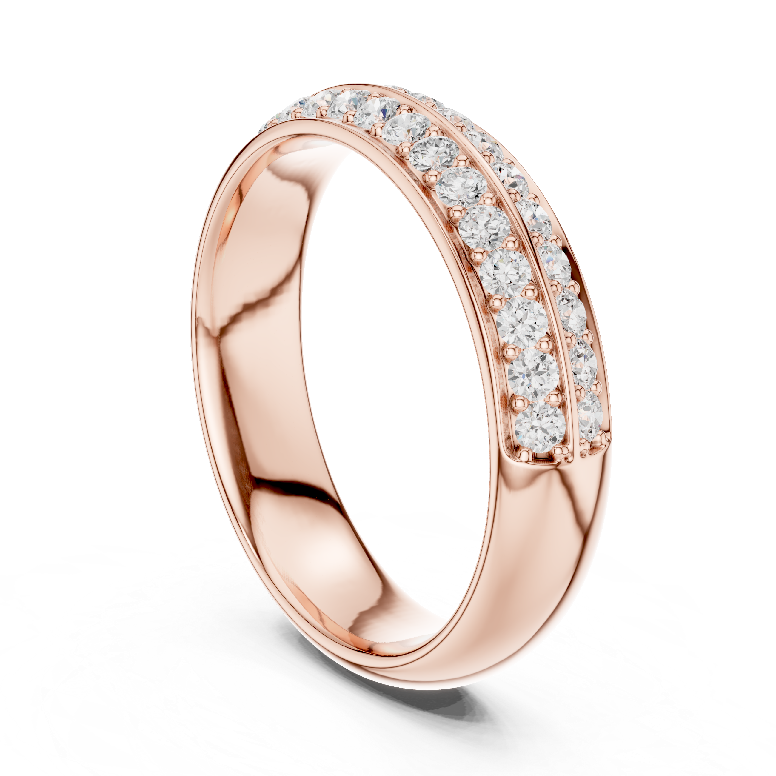 Two Row Lab Diamond Pave Wedding Band