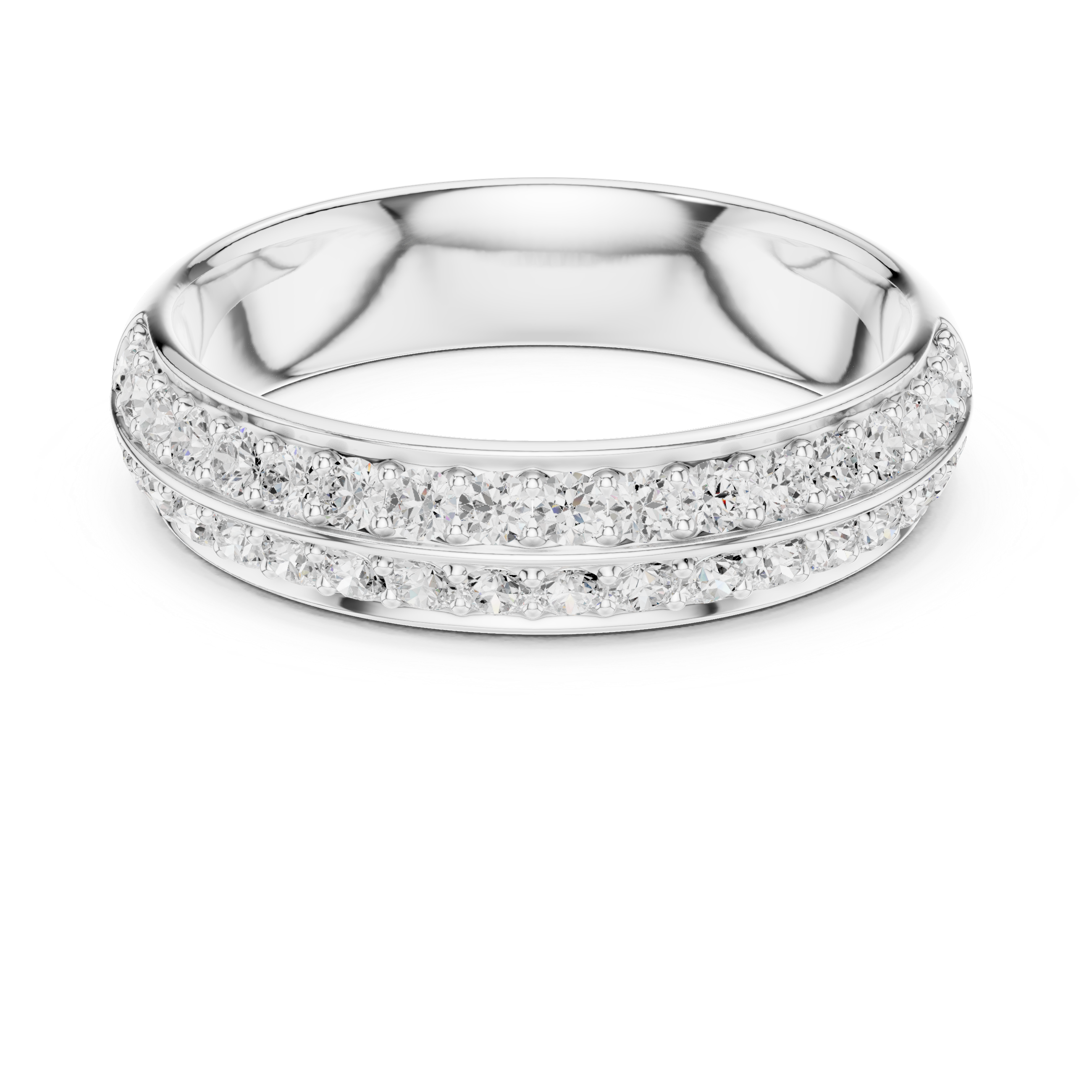 Two Row Lab Diamond Pave Wedding Band