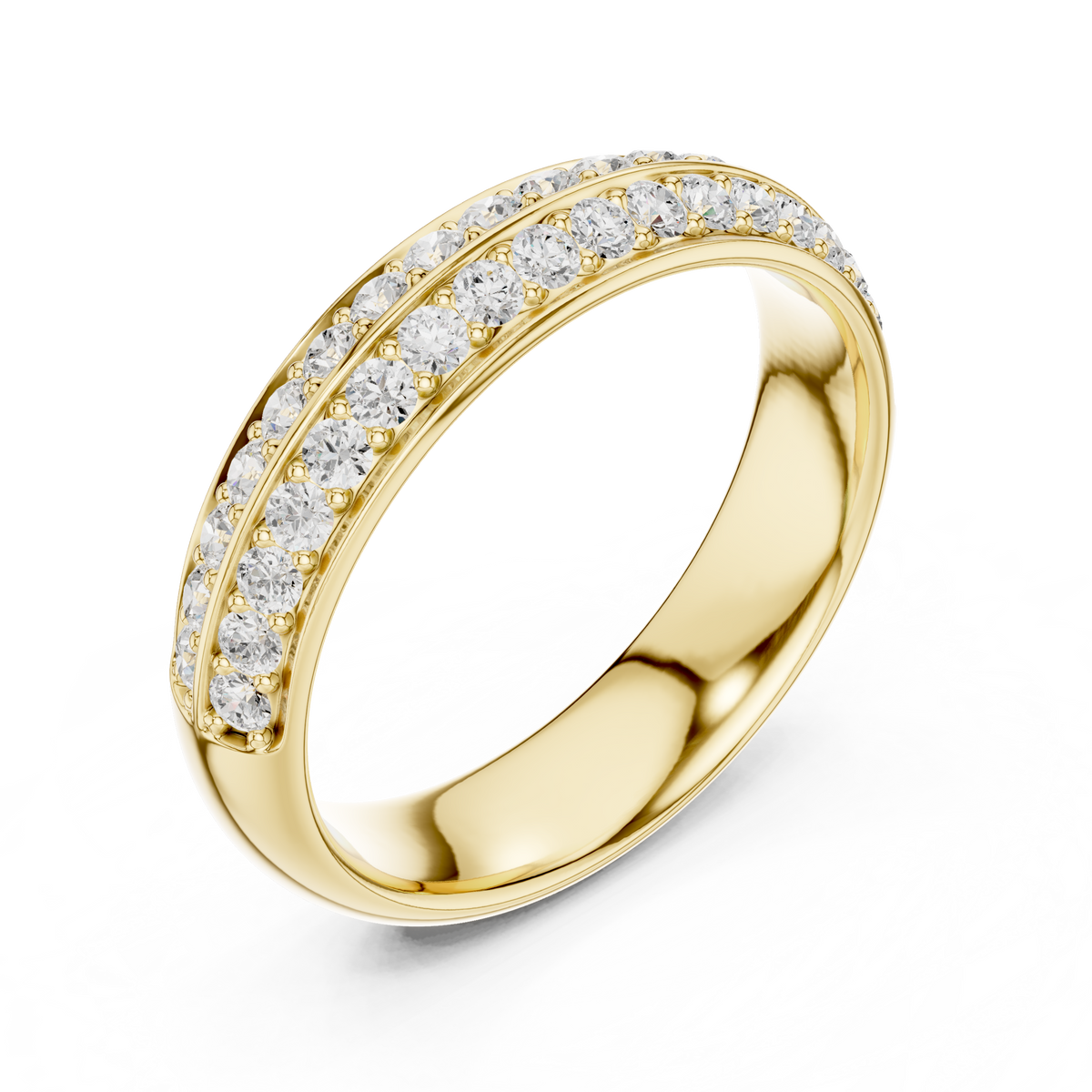 Two Row Lab Diamond Pave Wedding Band