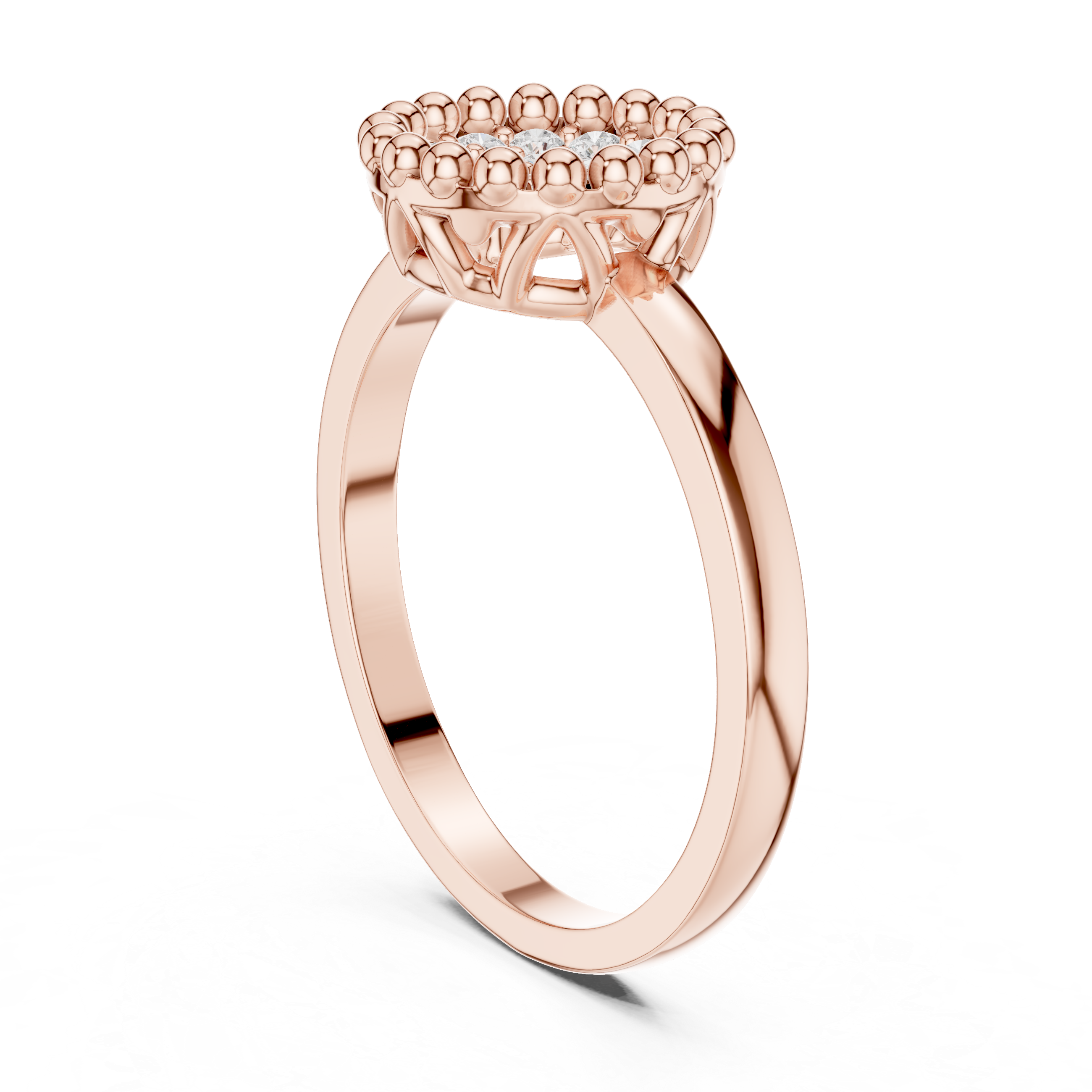 Bubble Border Round Pave Diamond Statement Ring