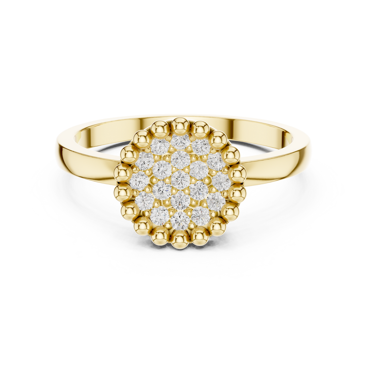 Bubble Border Round Pave Diamond Statement Ring