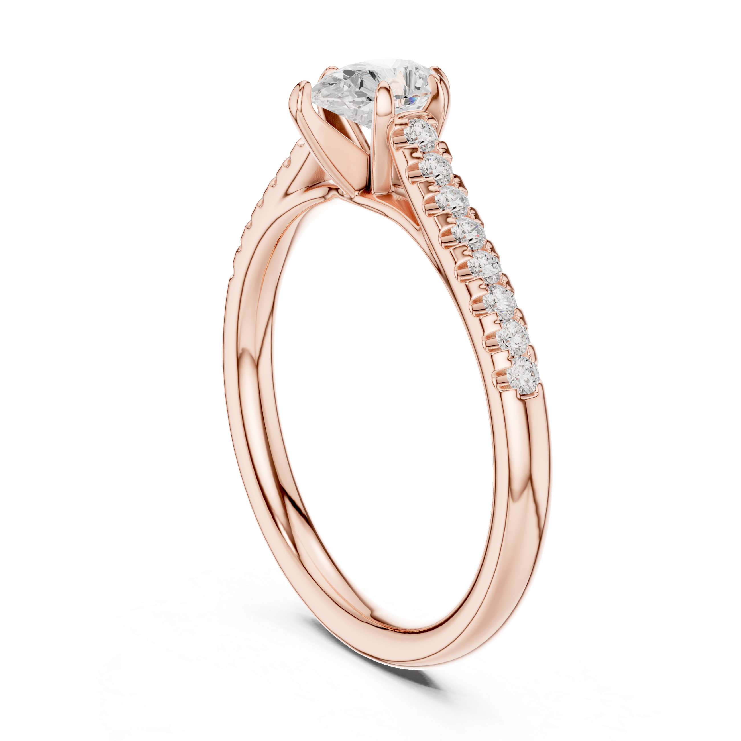 Classic Pear Cut Engagement Ring with Micro Pave Diamonds
