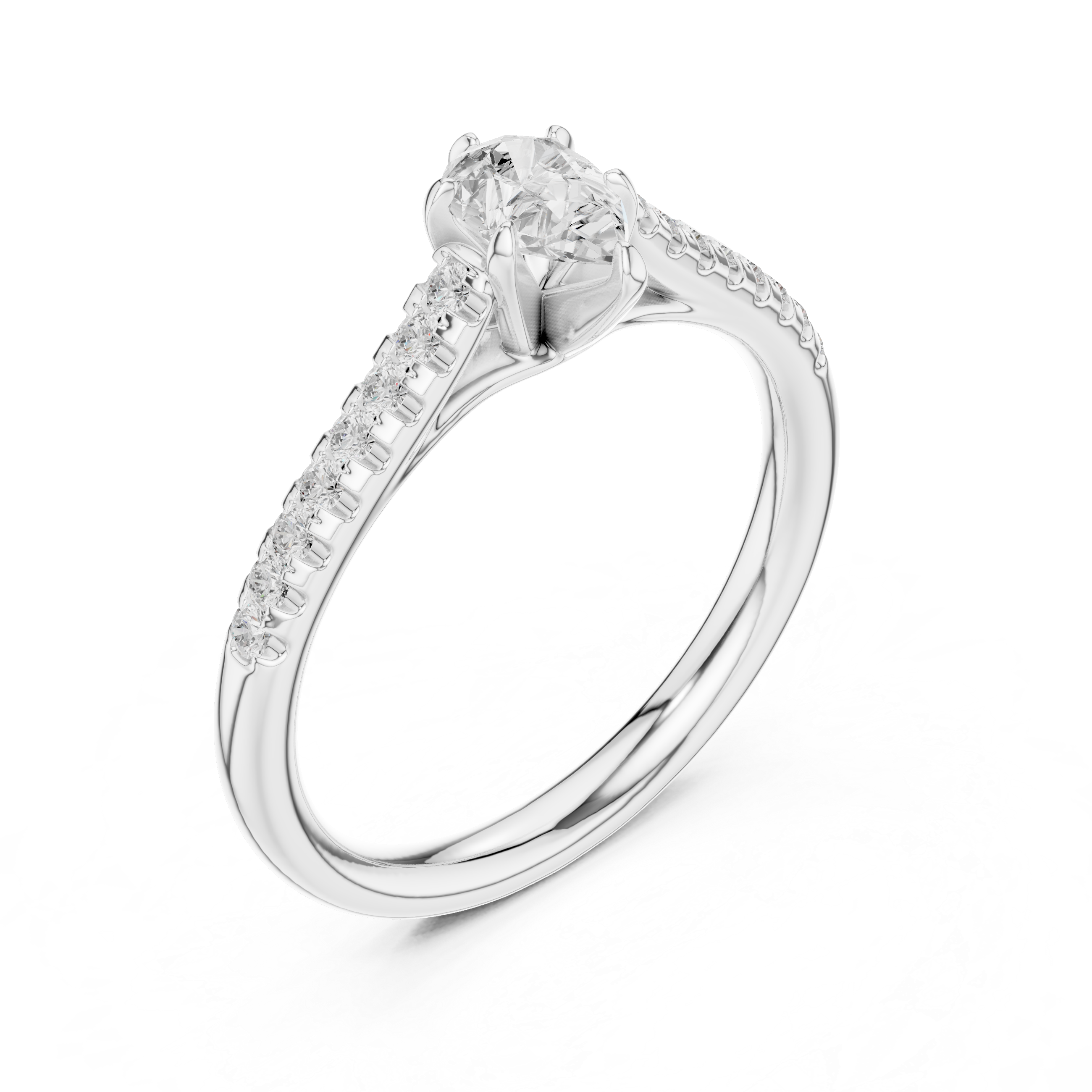 Classic Pear Cut Engagement Ring with Micro Pave Diamonds