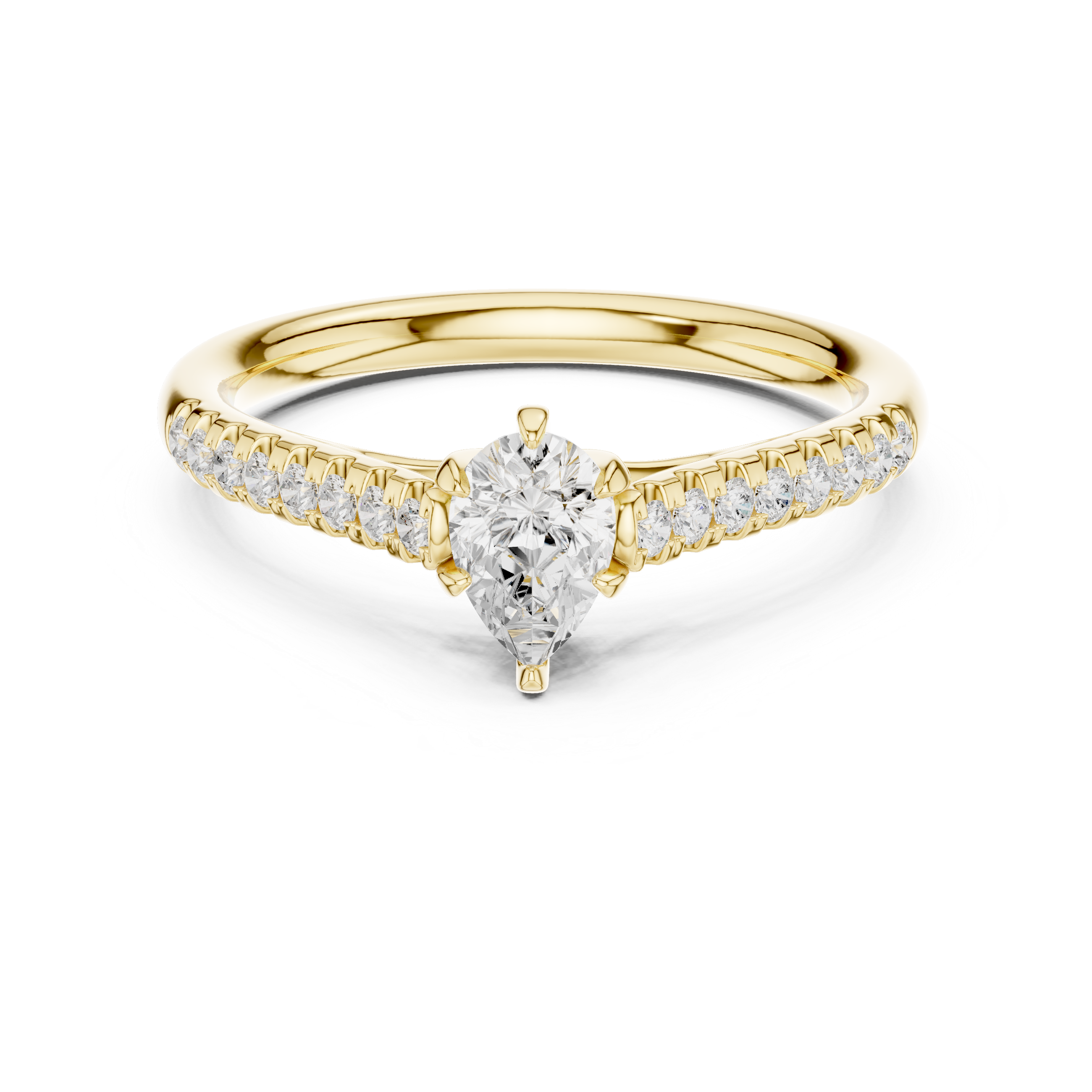 Classic Pear Cut Engagement Ring with Micro Pave Diamonds