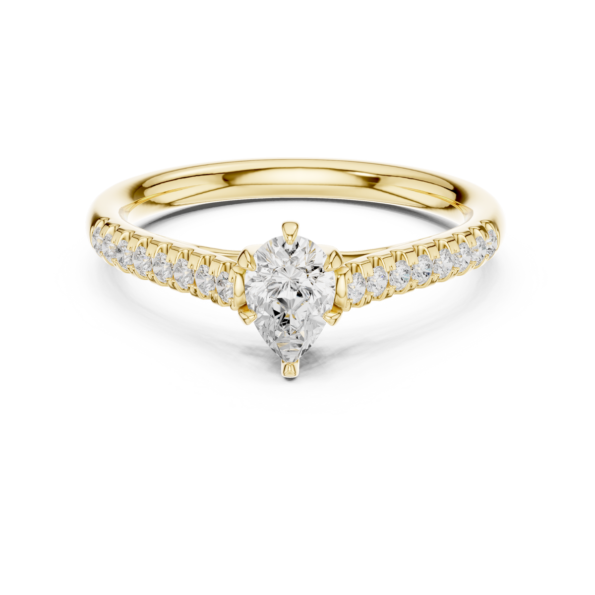 Classic Pear Cut Engagement Ring with Micro Pave Diamonds