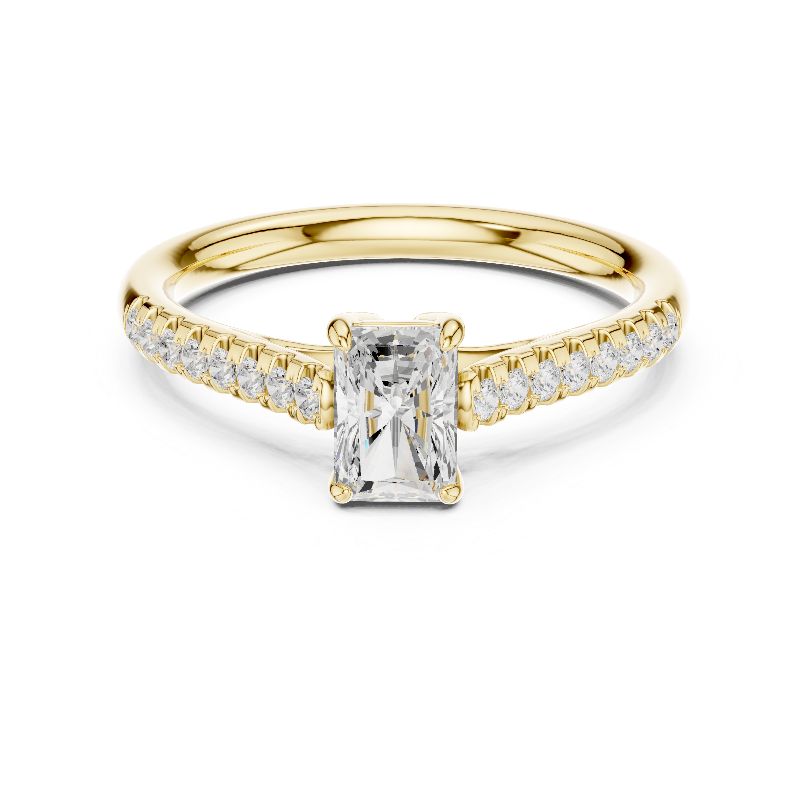 Classic Radiant Cut Engagement Ring With Micro Pave Diamonds