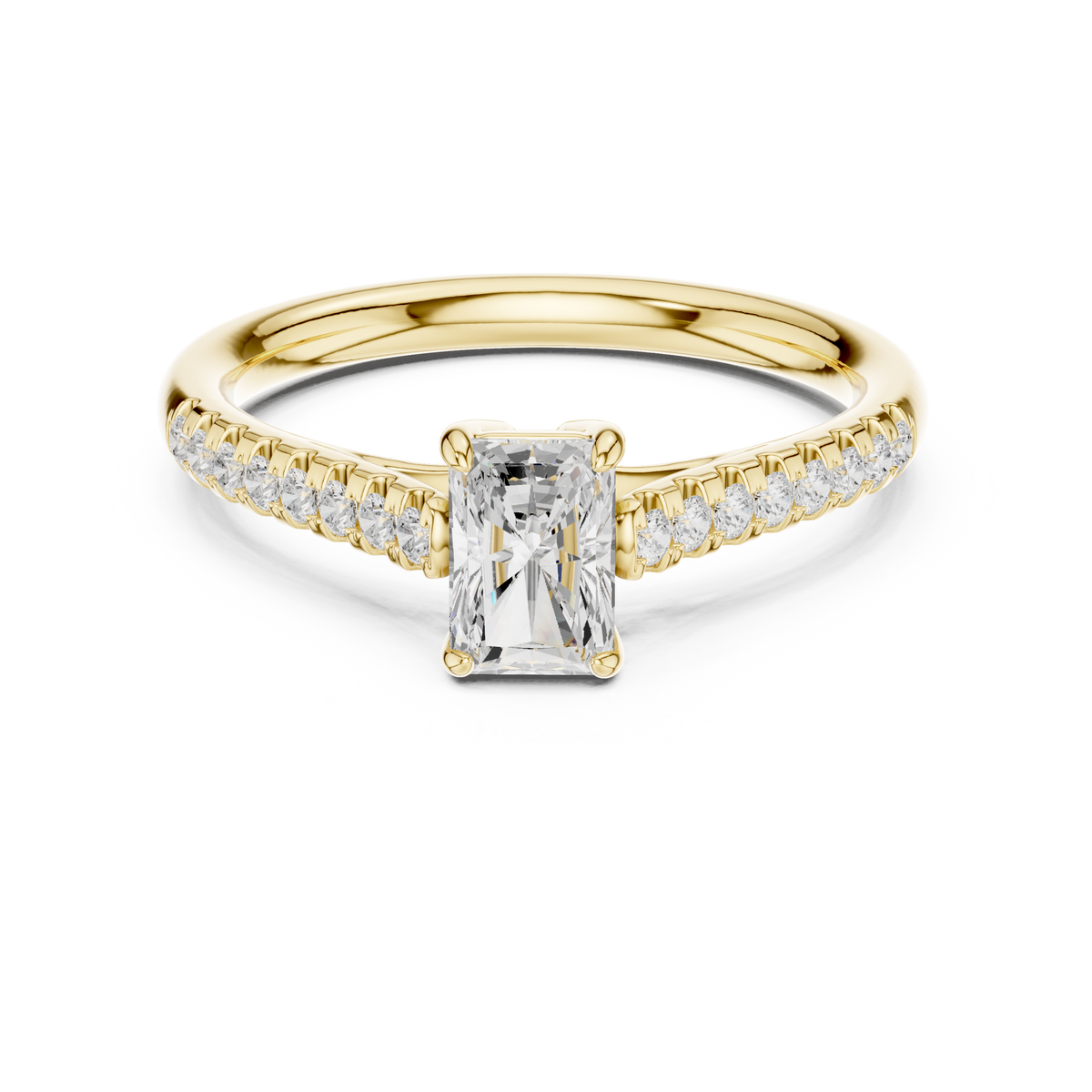 Classic Radiant Cut Engagement Ring With Micro Pave Diamonds