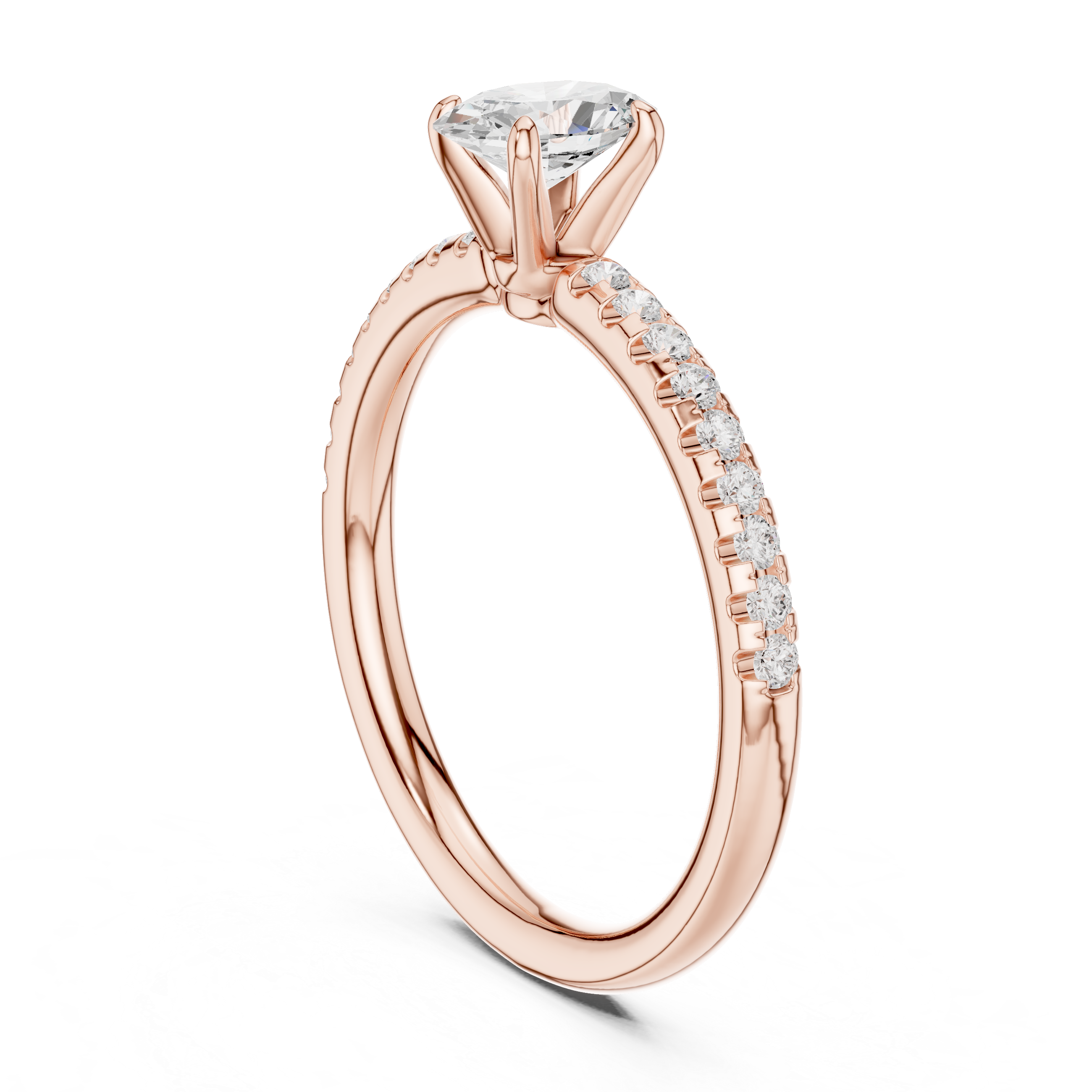 Classic Oval Cut Engagement Ring With Micro Pave Diamonds