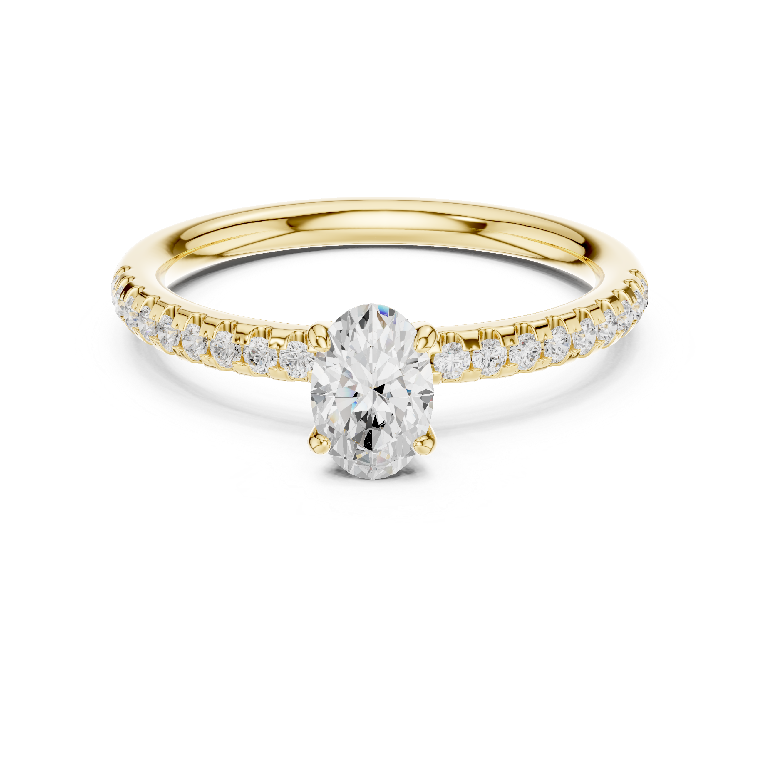 Classic Oval Cut Engagement Ring With Micro Pave Diamonds