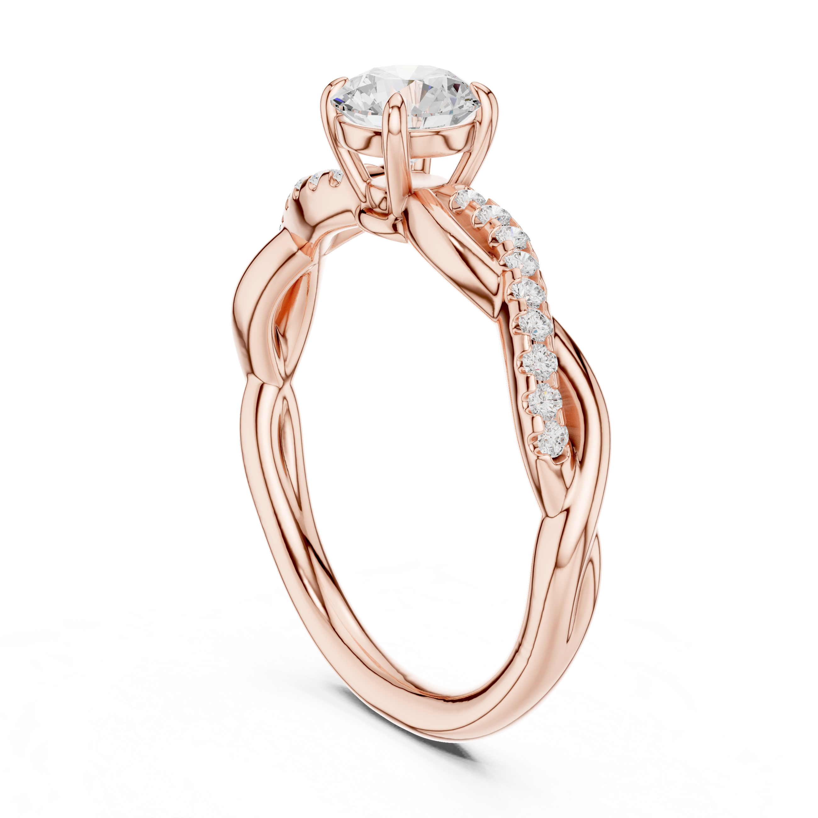 Twisted Vine Round Cut Diamond Anniversary Ring