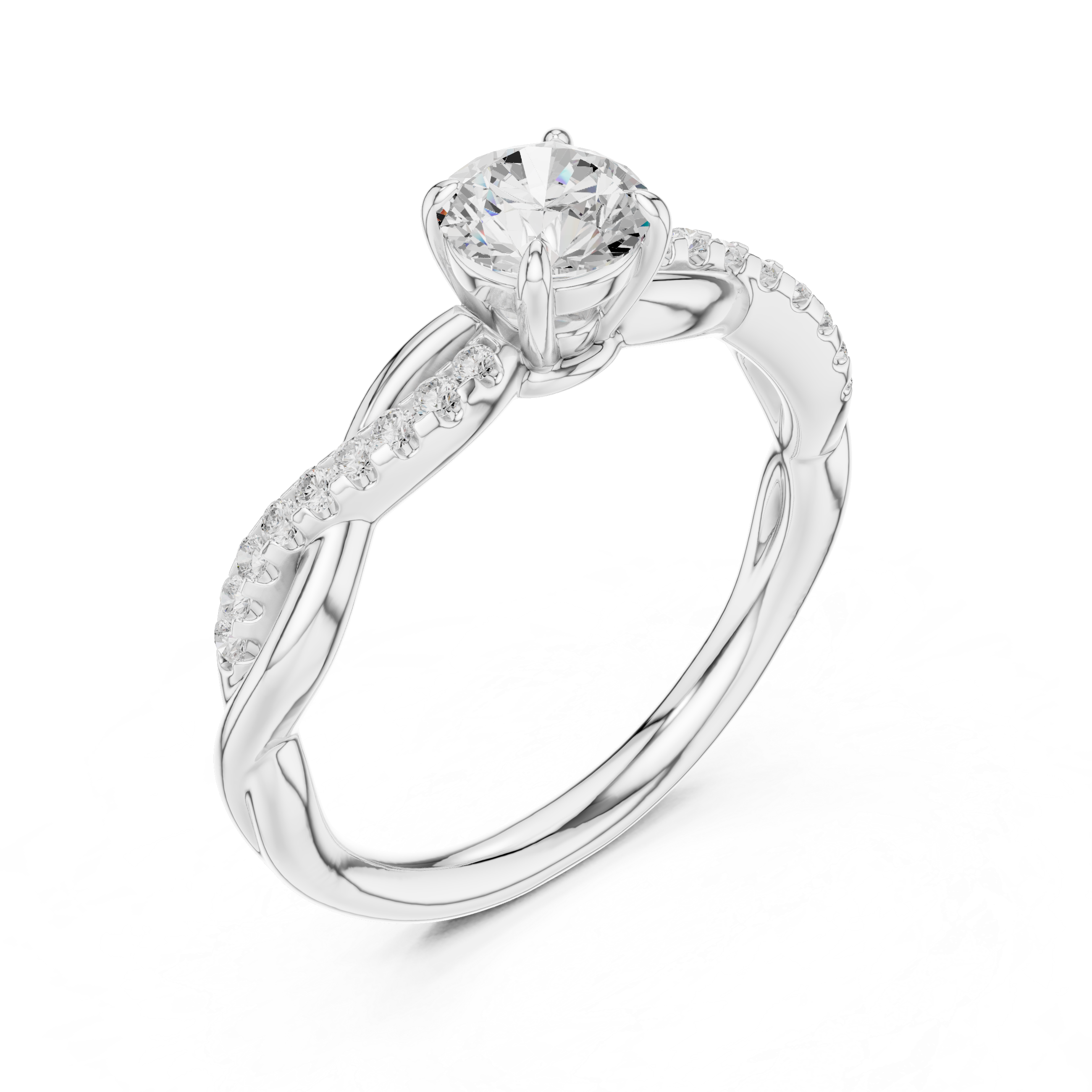 Twisted Vine Round Cut Diamond Anniversary Ring